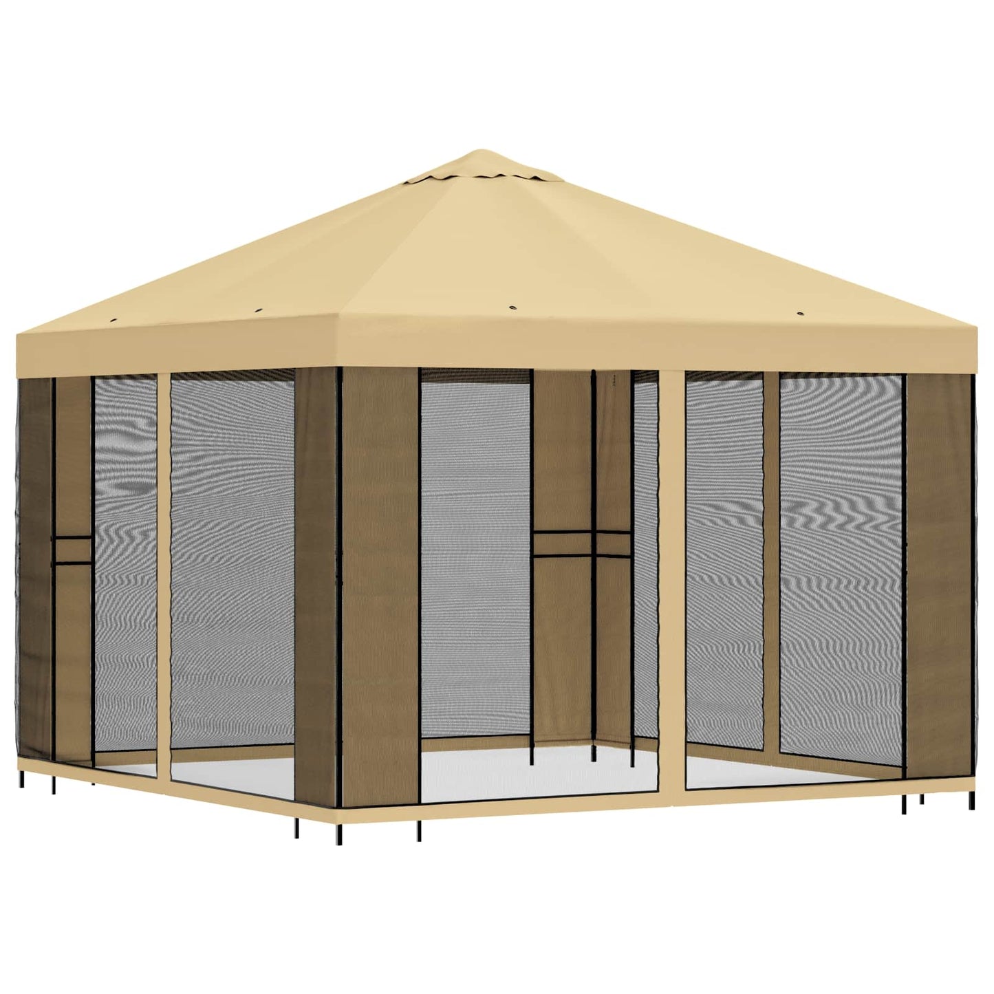 Hagepaviljong med sidevegger 3 x 3 m Krem Polyester og stål
