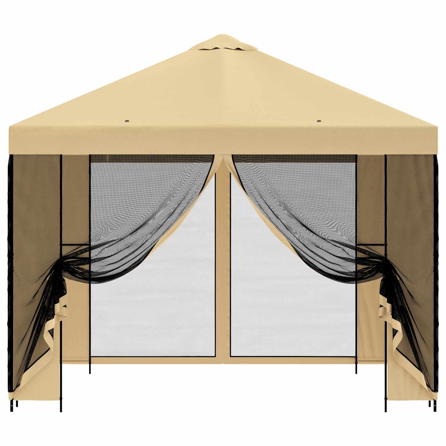 Hagepaviljong med sidevegger 3 x 3 m Krem Polyester og stål