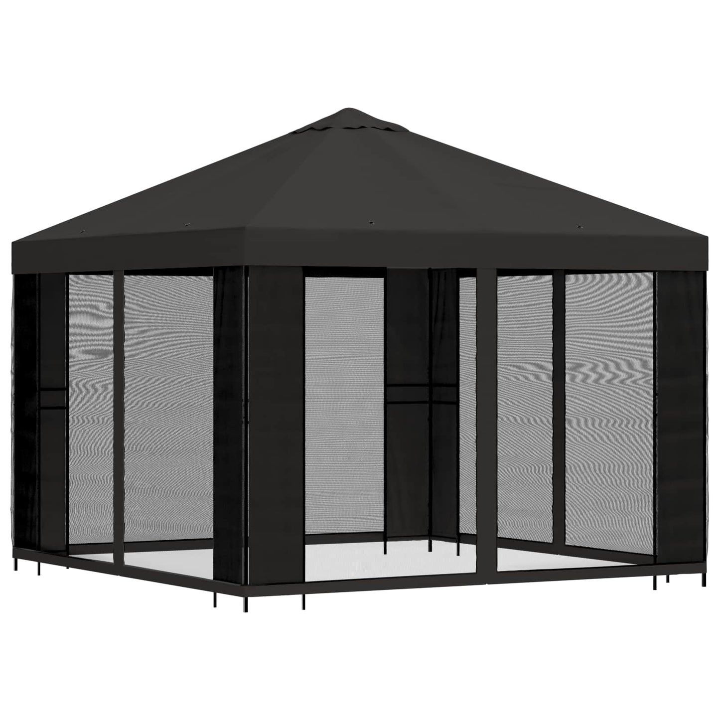Hagepaviljong med sidevegger 3 x 3 m Antrasitt
