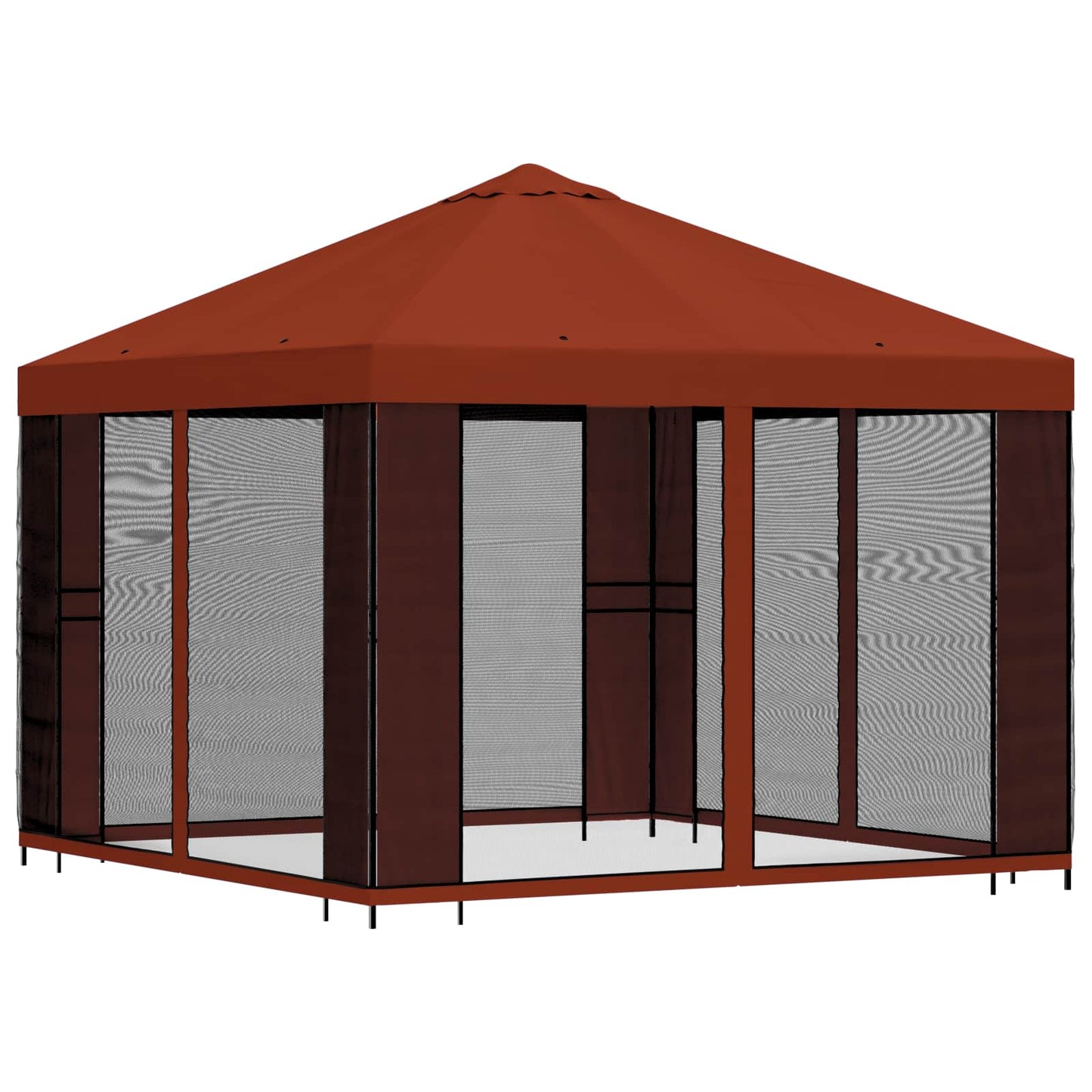 Hagepaviljong med sidevegger 3 x 3 m Terrakotta