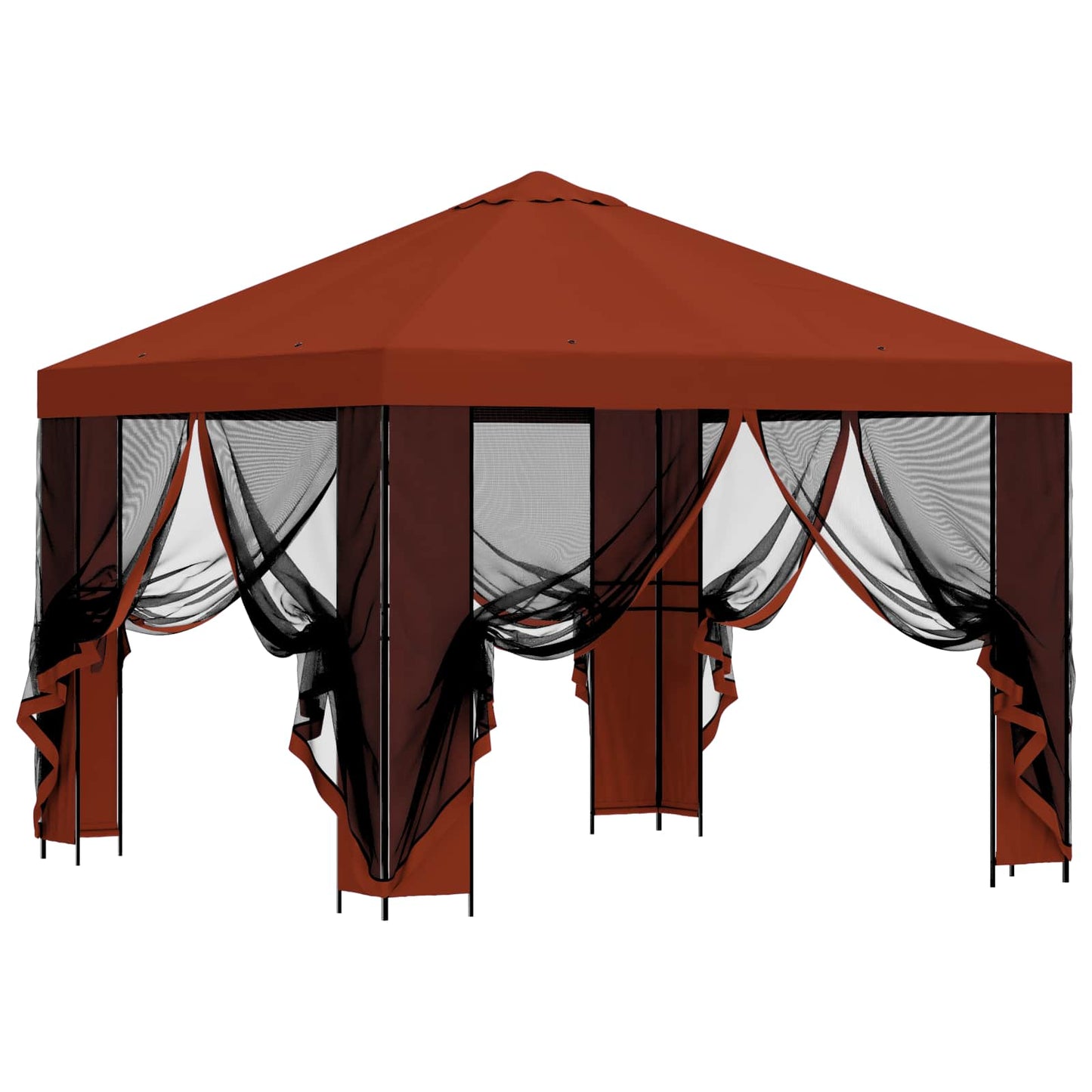 Hagepaviljong med sidevegger 3 x 3 m Terrakotta
