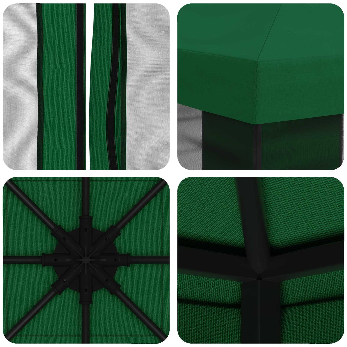 Hagepaviljong med sidevegger 3 x 3 m Grønn Polyester og stål