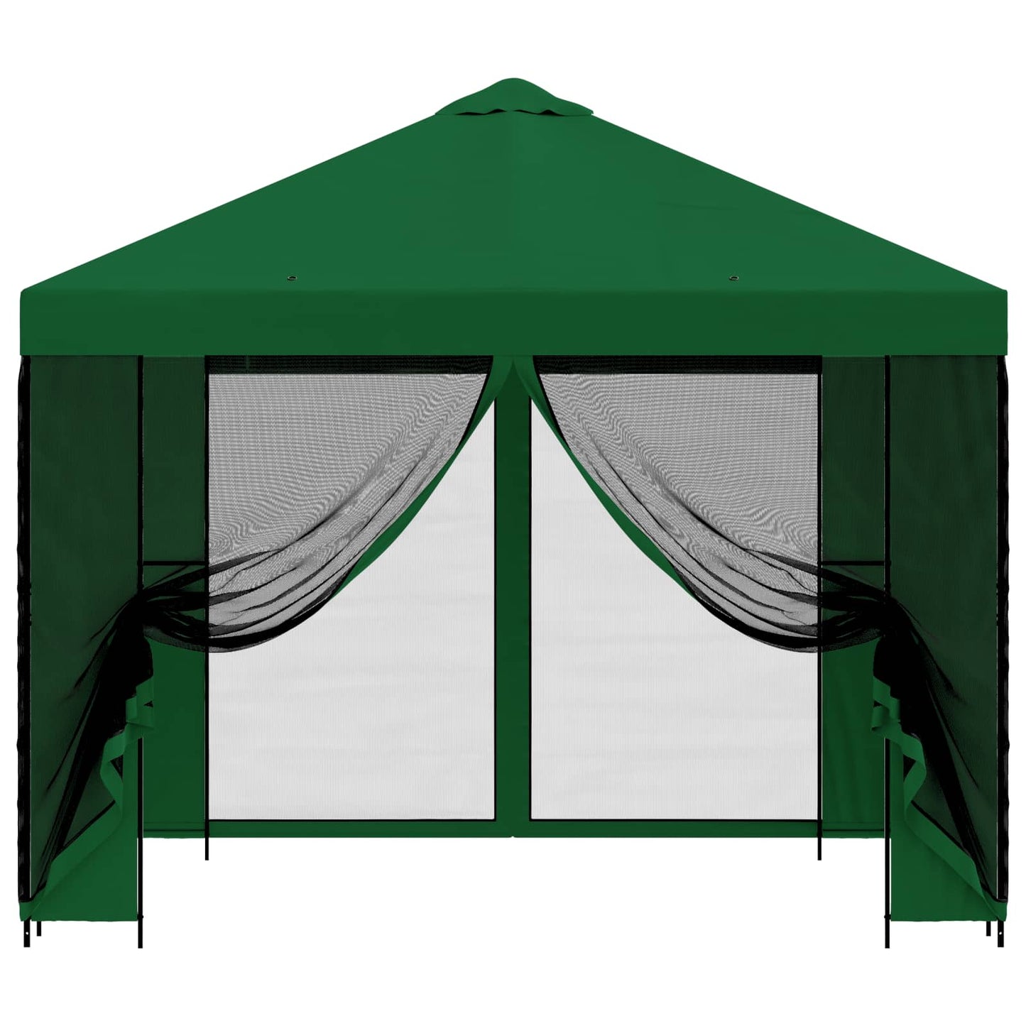 Hagepaviljong med sidevegger 3 x 3 m Grønn Polyester og stål