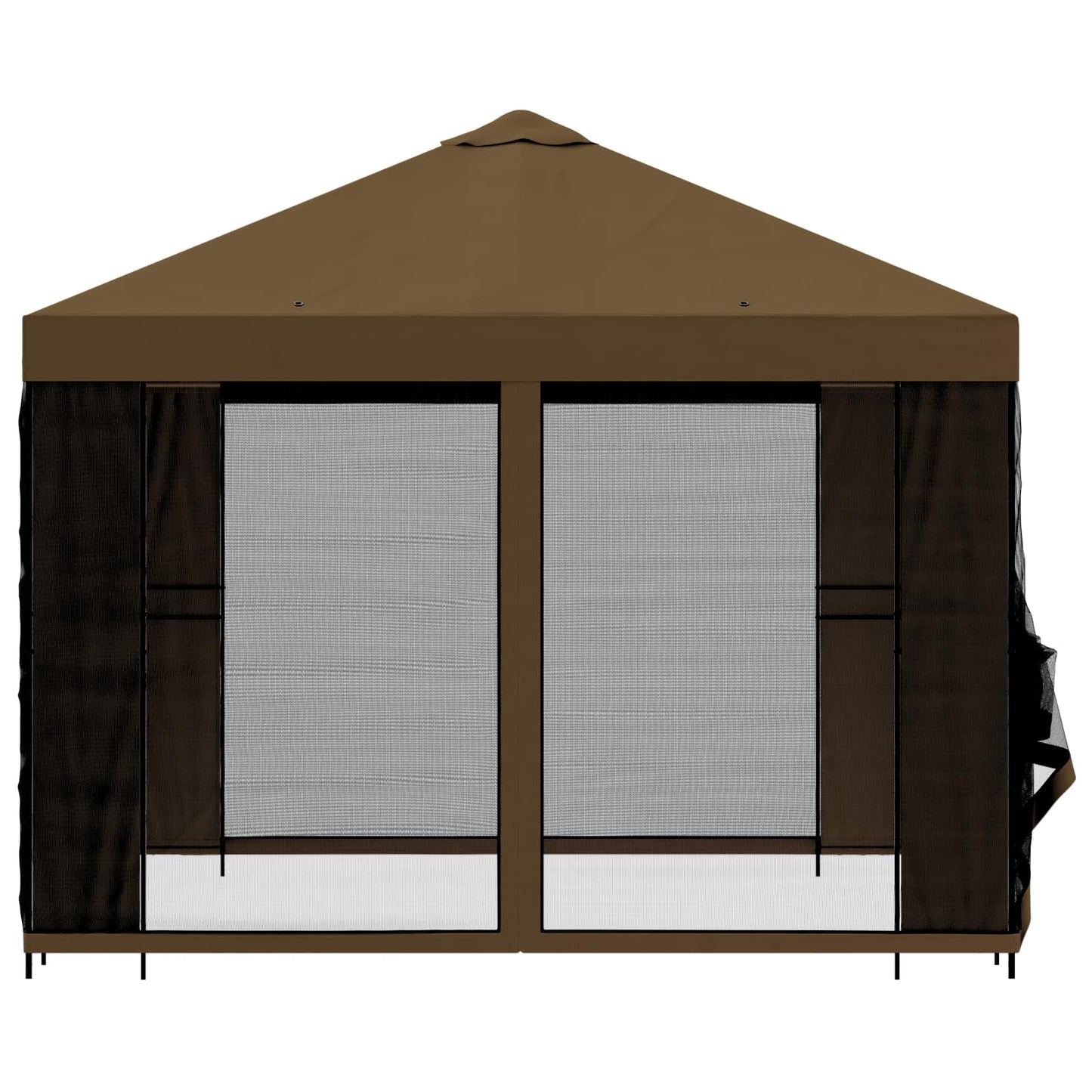 Hagepaviljong med sidevegger 3 x 3 m Gråbrun Polyester og stål