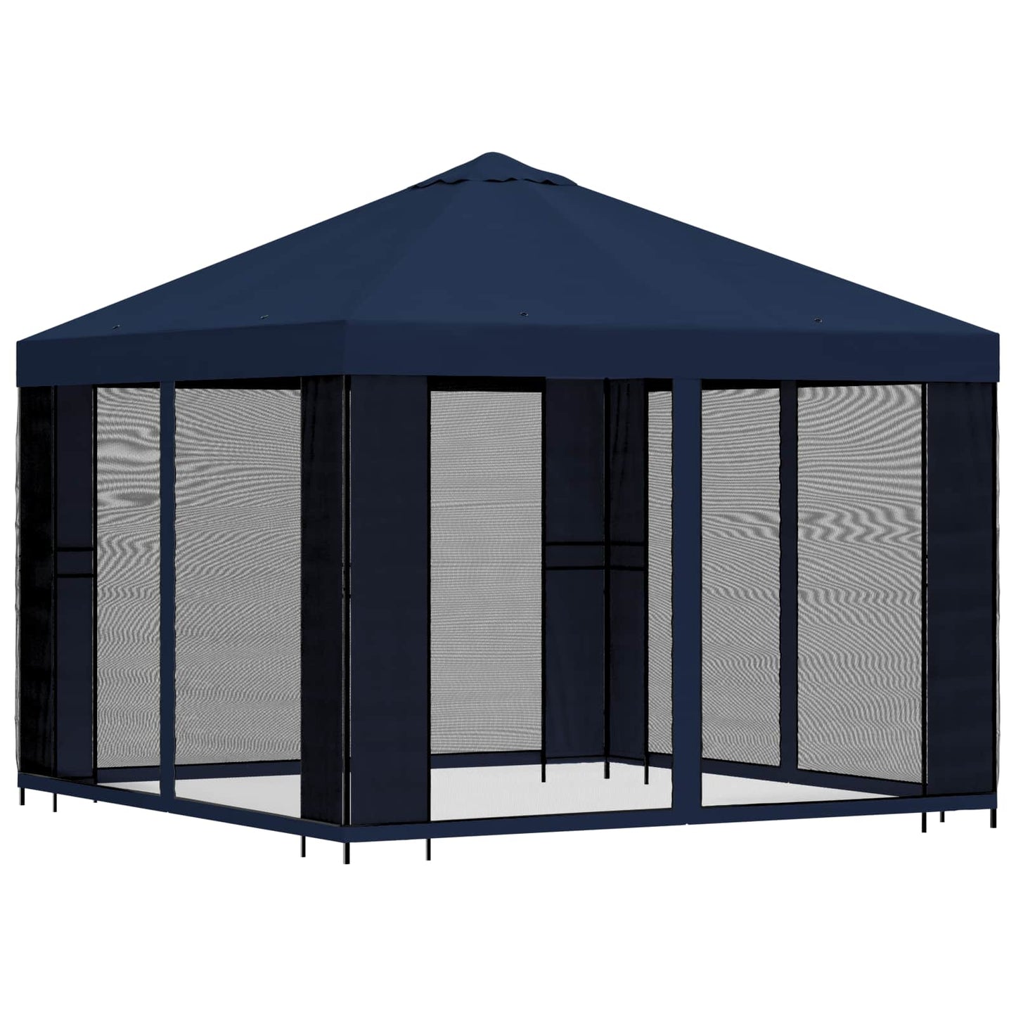 Hagepaviljong med sidevegger 3 x 3 m Blå Polyester og stål