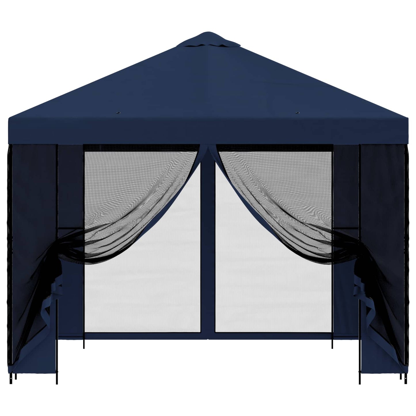 Hagepaviljong med sidevegger 3 x 3 m Blå Polyester og stål