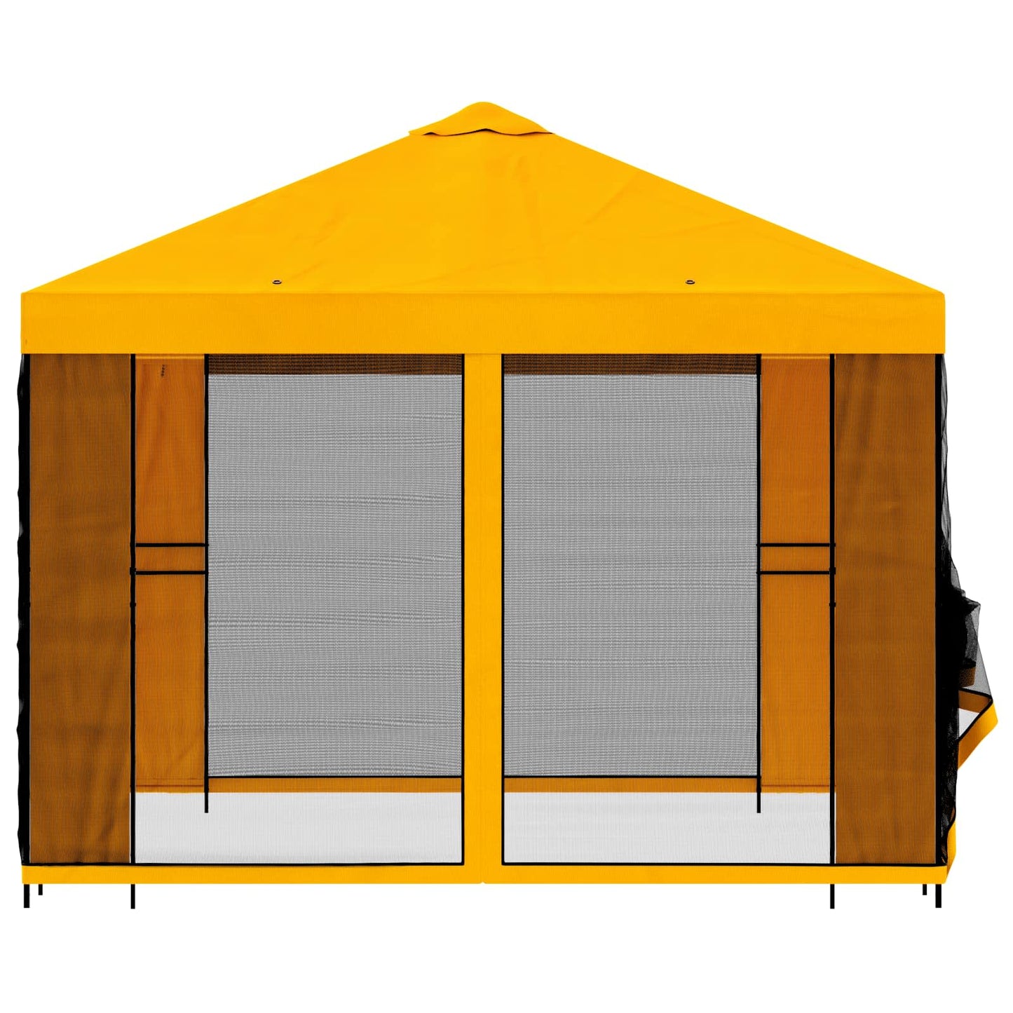 Hagepaviljong med sidevegger 3 x 3 m Gul Polyester og stål