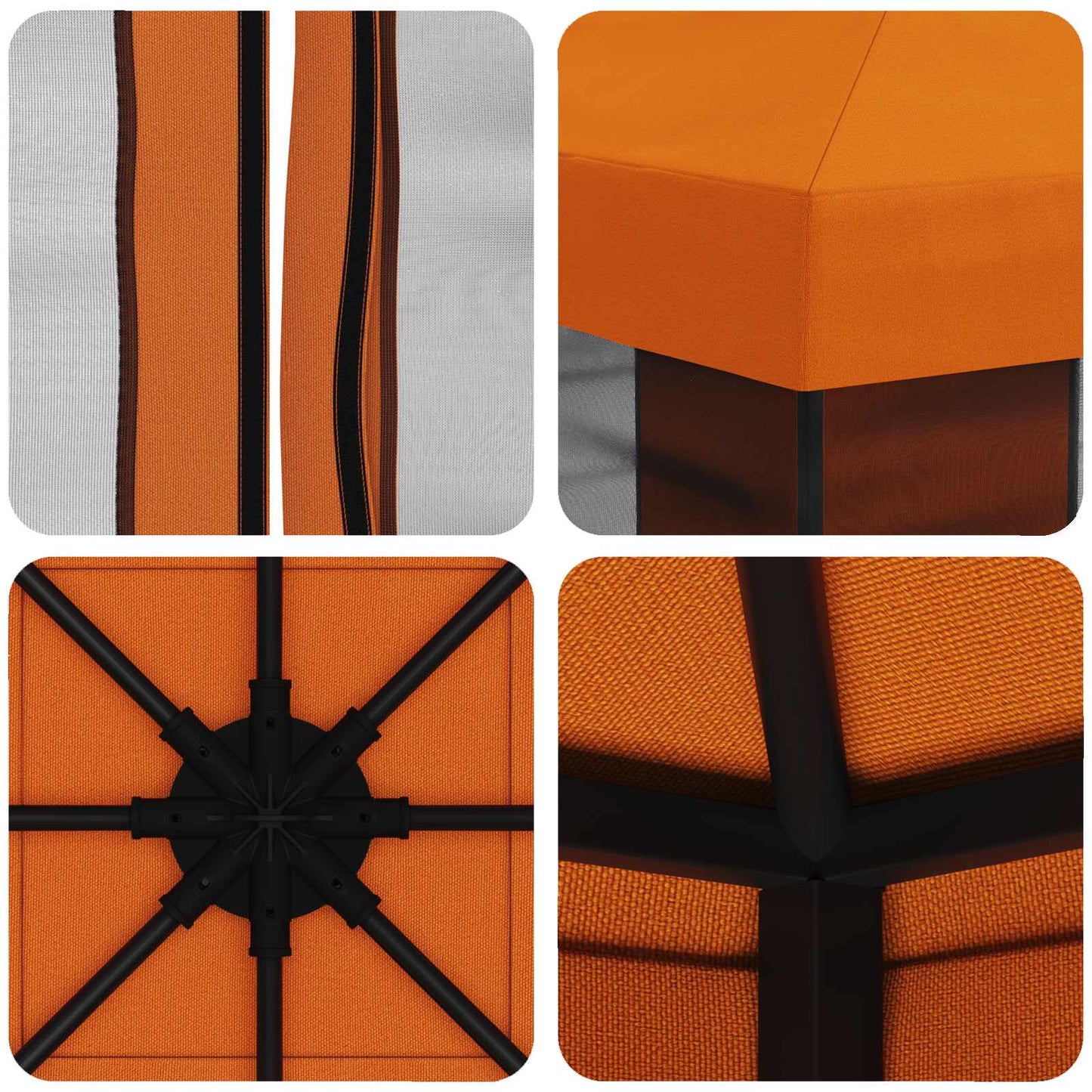 Hagepaviljong med sidevegger 3 x 3 m Oransje Polyester og stål