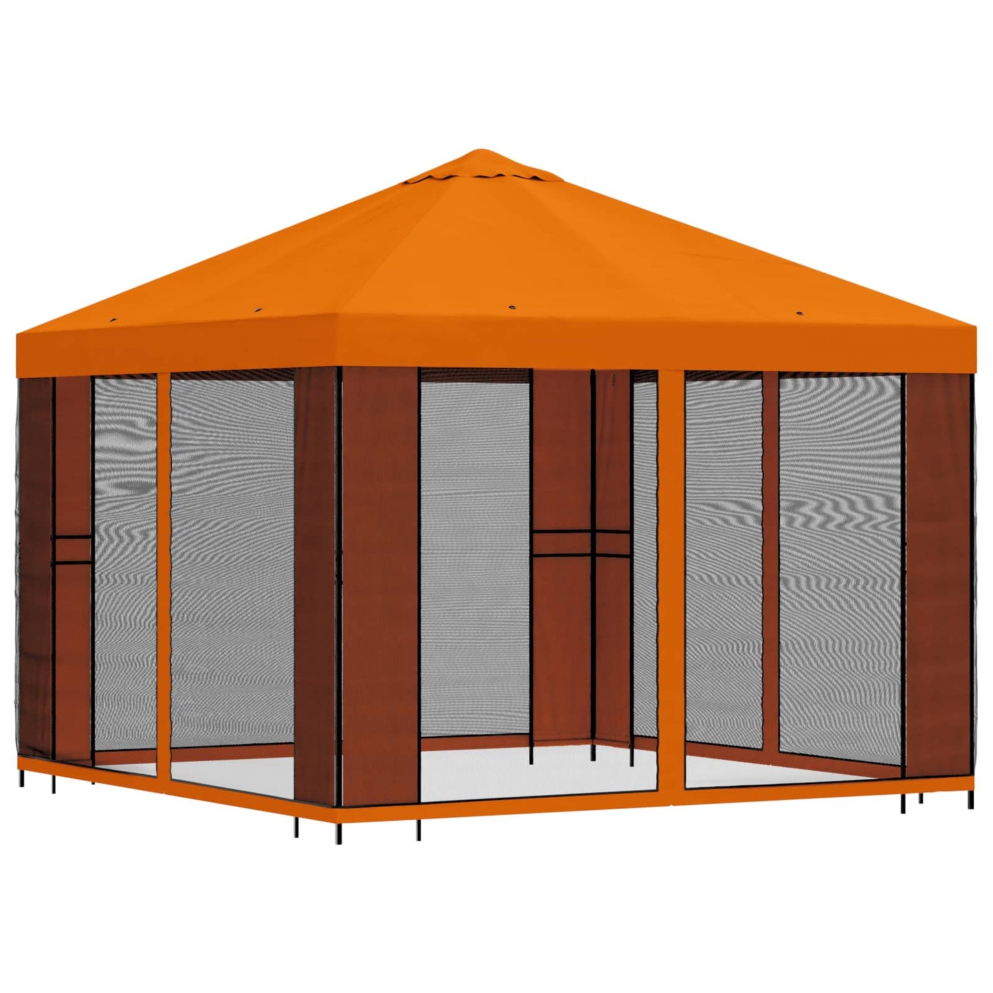 Hagepaviljong med sidevegger 3 x 3 m Oransje Polyester og stål