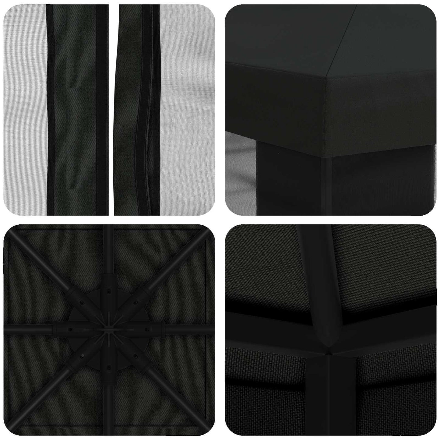 Hagepaviljong med sidevegger 3 x 3 m Svart Polyester og stål