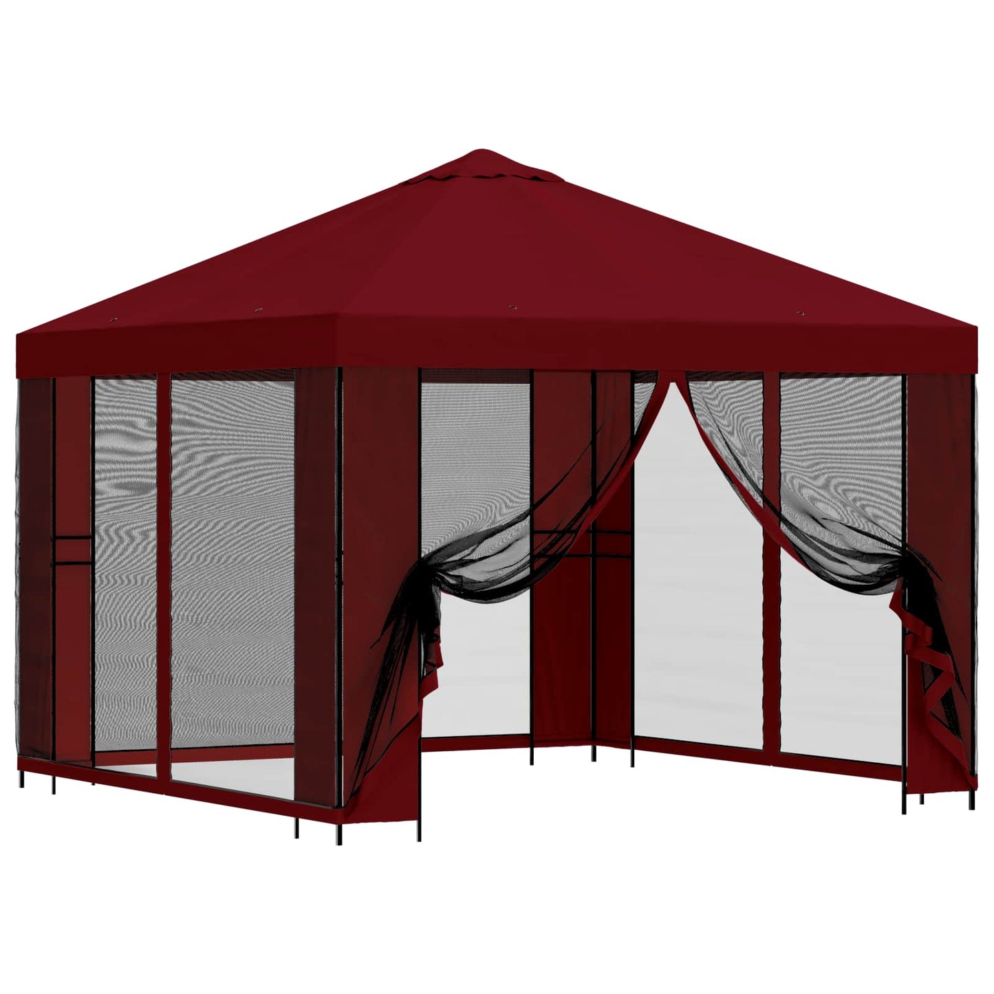 Hagepaviljong med sidevegger 3 x 3 m Burgunder