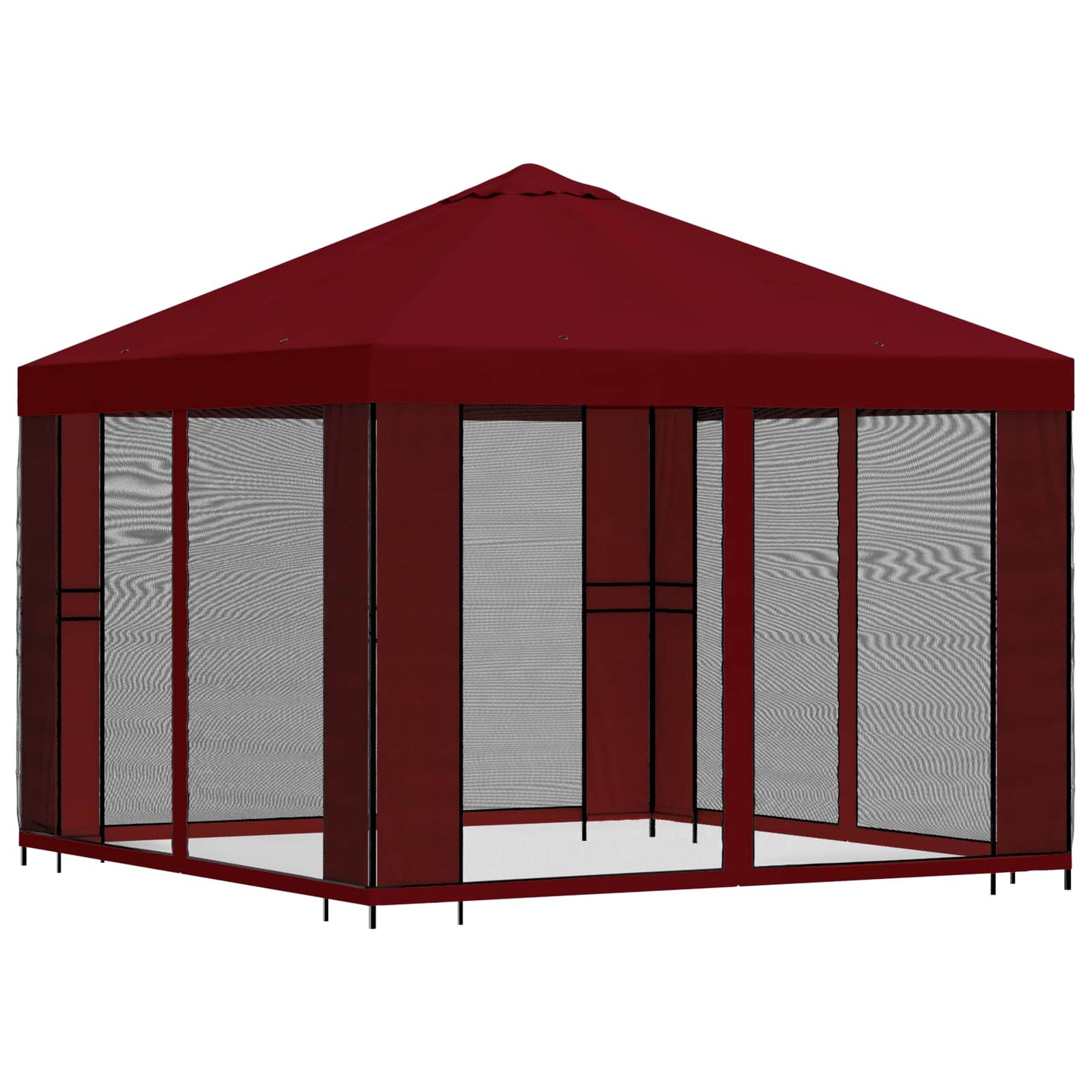 Hagepaviljong med sidevegger 3 x 3 m Burgunder