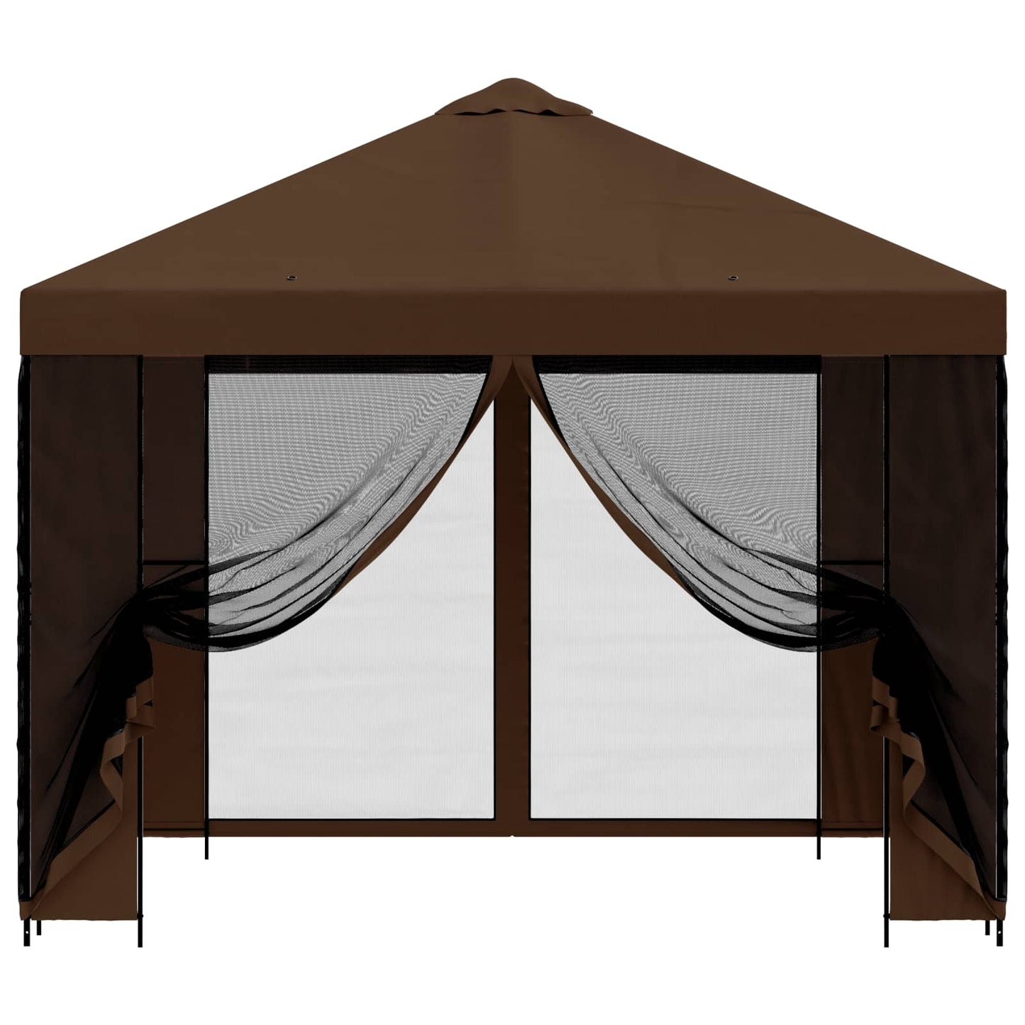 Hagepaviljong med sidevegger 3 x 3 m Brun Polyester og stål