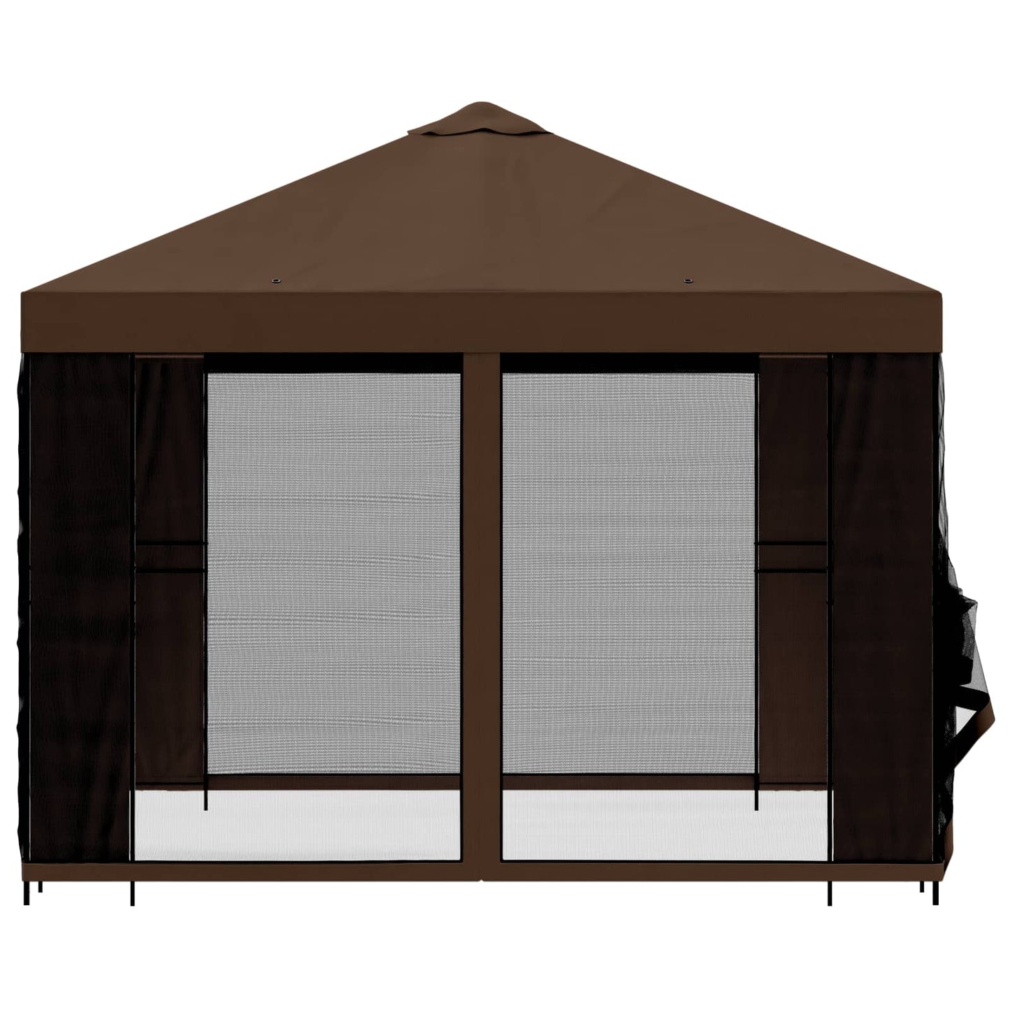 Hagepaviljong med sidevegger 3 x 3 m Brun Polyester og stål