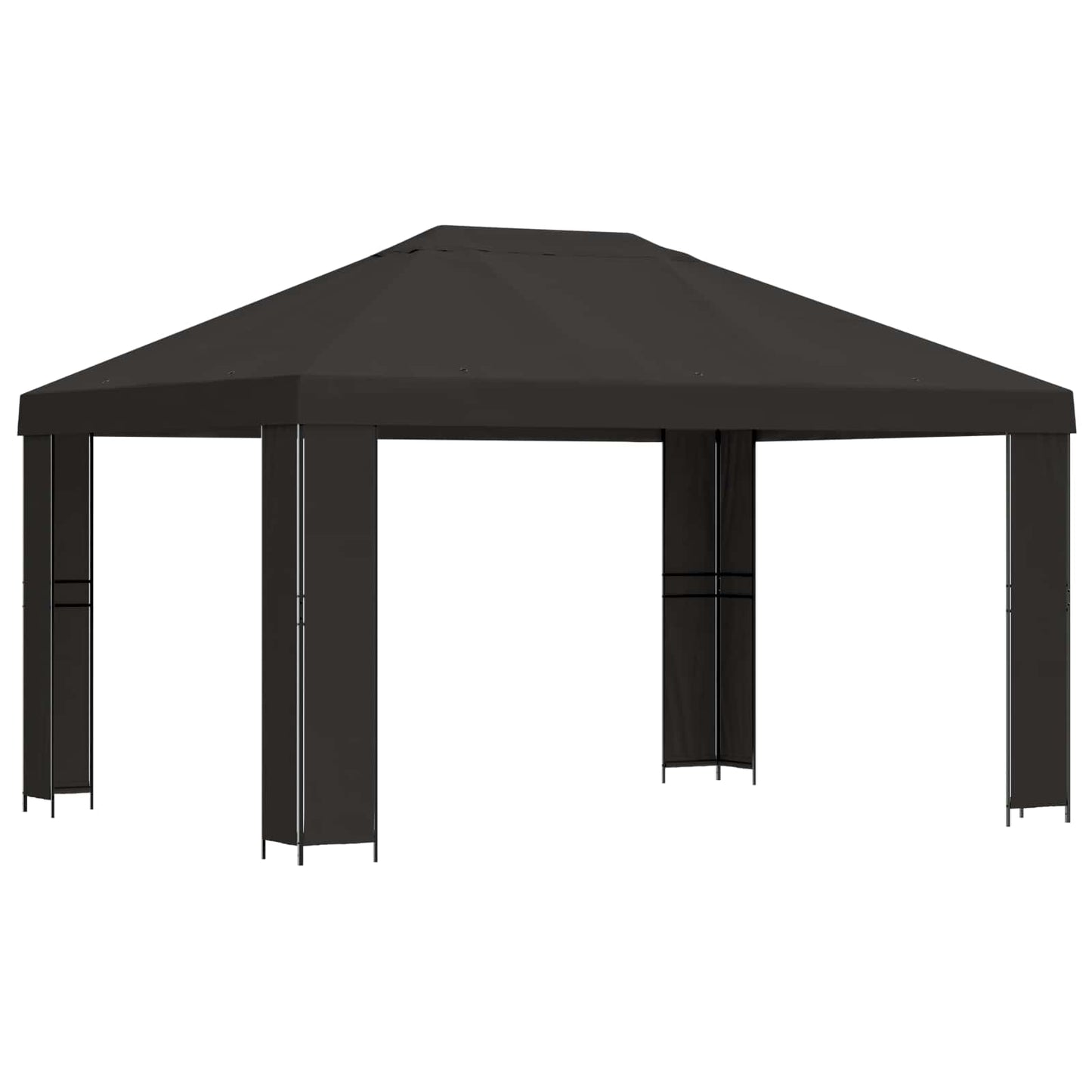 Paviljong 4 × 3 m Antrasitt Polyester og stål 190 gsm