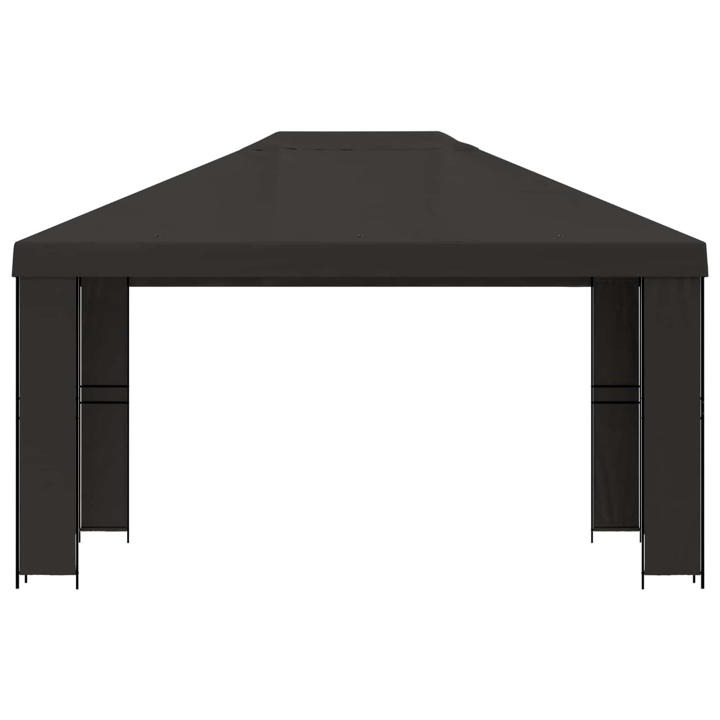Paviljong 4 × 3 m Antrasitt Polyester og stål 190 gsm