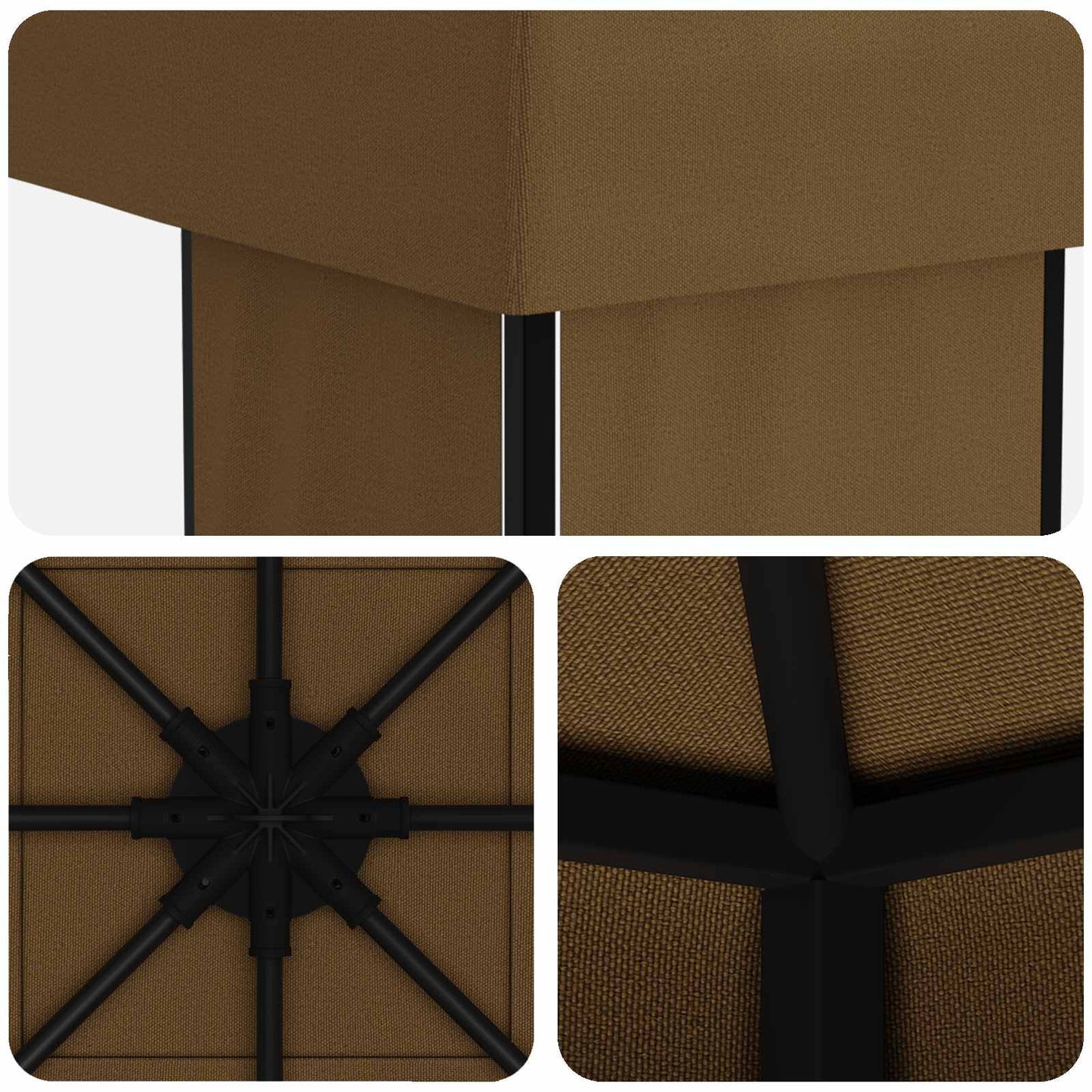 Paviljong 4 × 3 m Gråbrun Polyester og stål 190 gsm