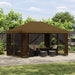 Paviljong 4 × 3 m Gråbrun Polyester og stål 190 gsm