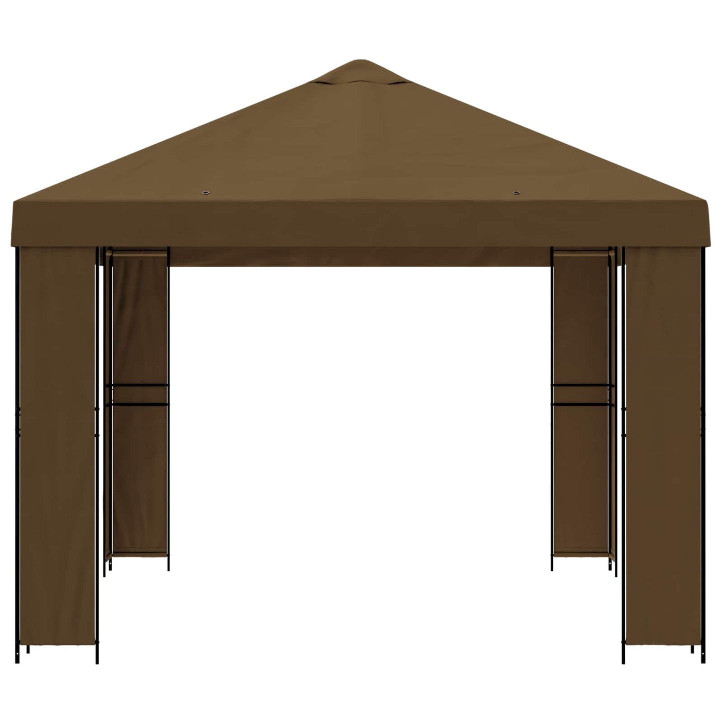 Paviljong 4 × 3 m Gråbrun Polyester og stål 190 gsm