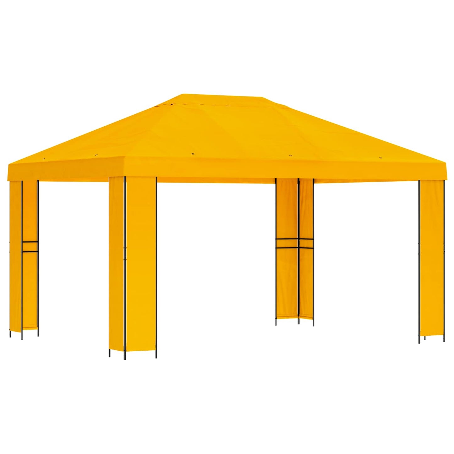 Paviljong 4 × 3 m Gul Polyester og stål 190 gsm
