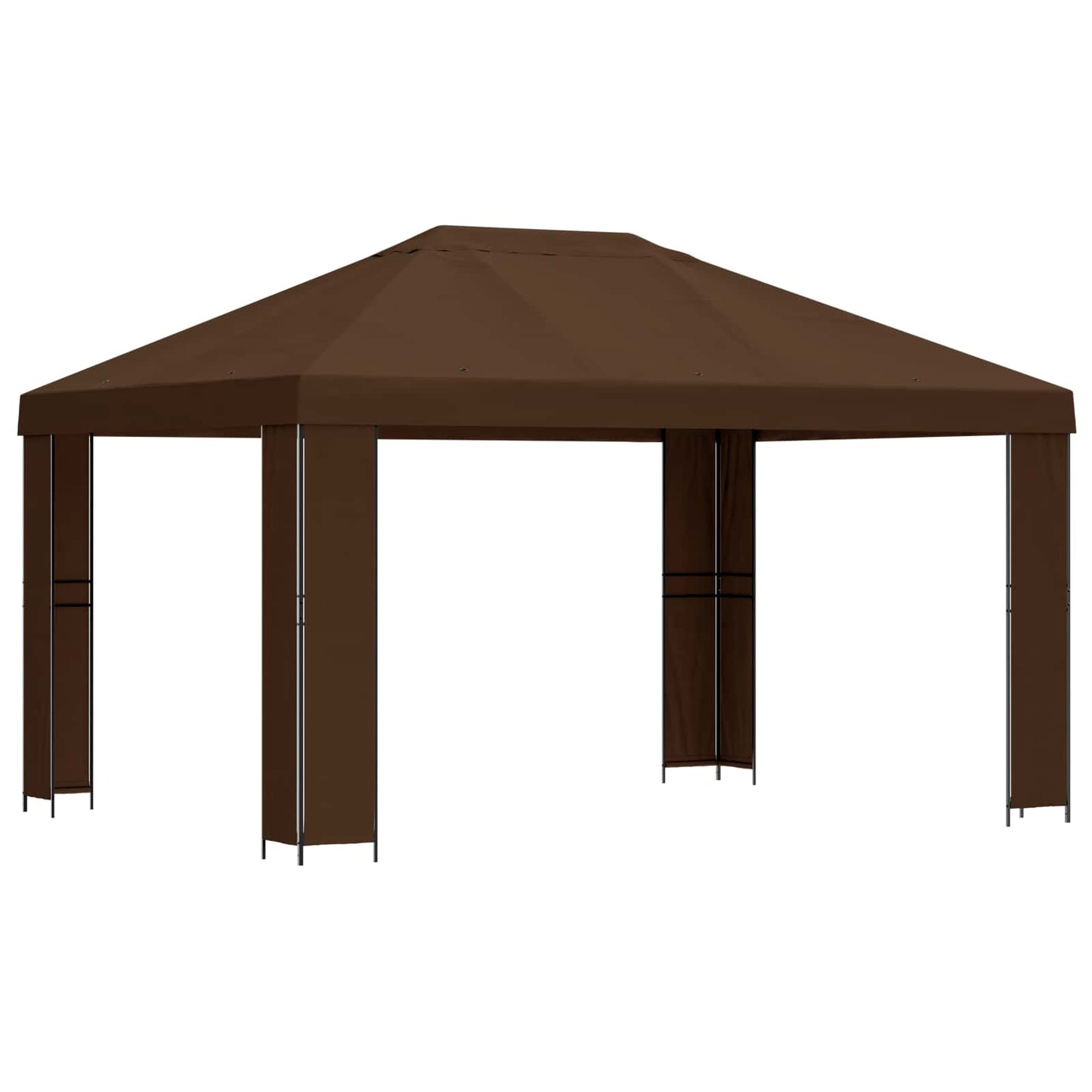 Paviljong 4 × 3 m Brun Polyester og stål 190 gsm