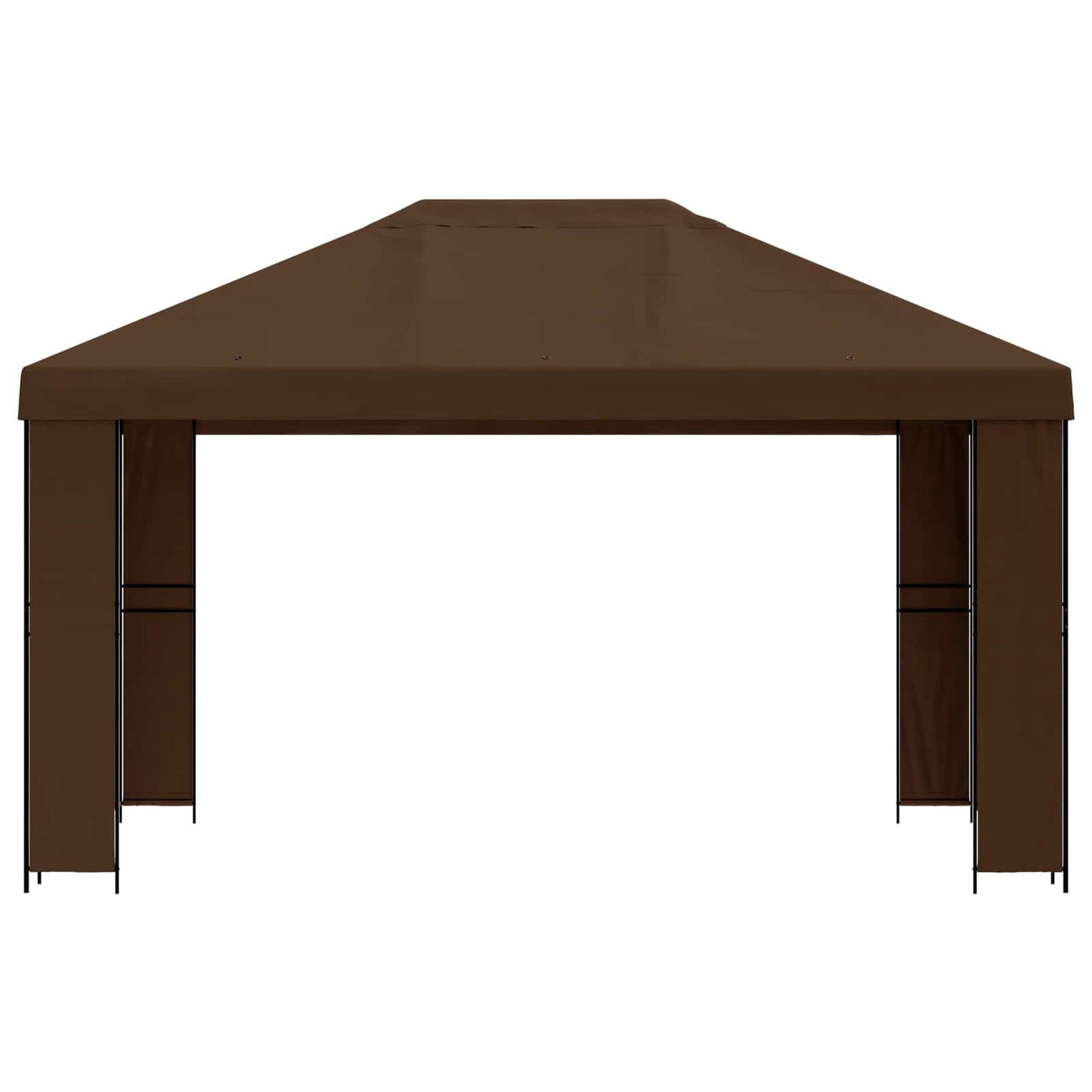 Paviljong 4 × 3 m Brun Polyester og stål 190 gsm
