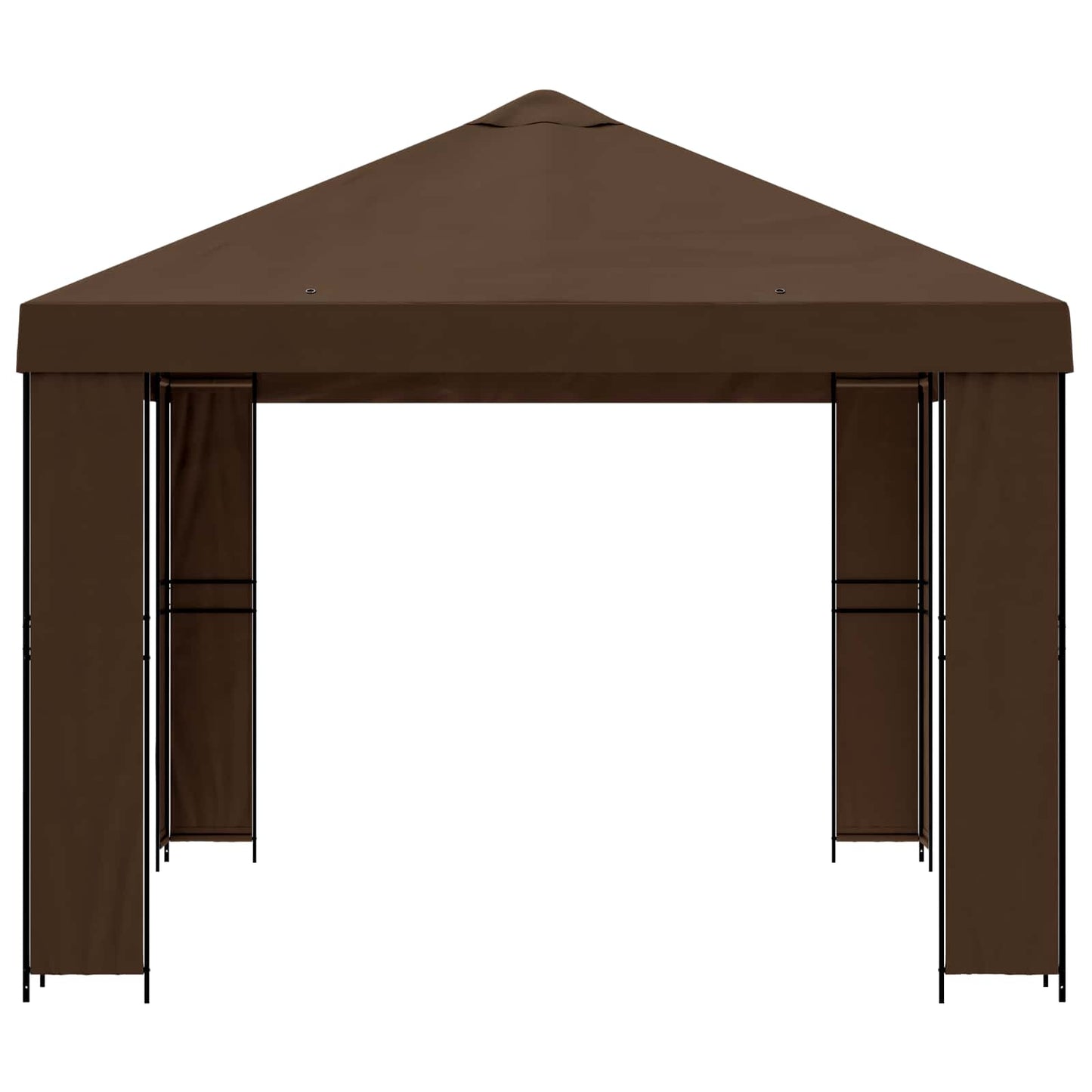 Paviljong 4 × 3 m Brun Polyester og stål 190 gsm