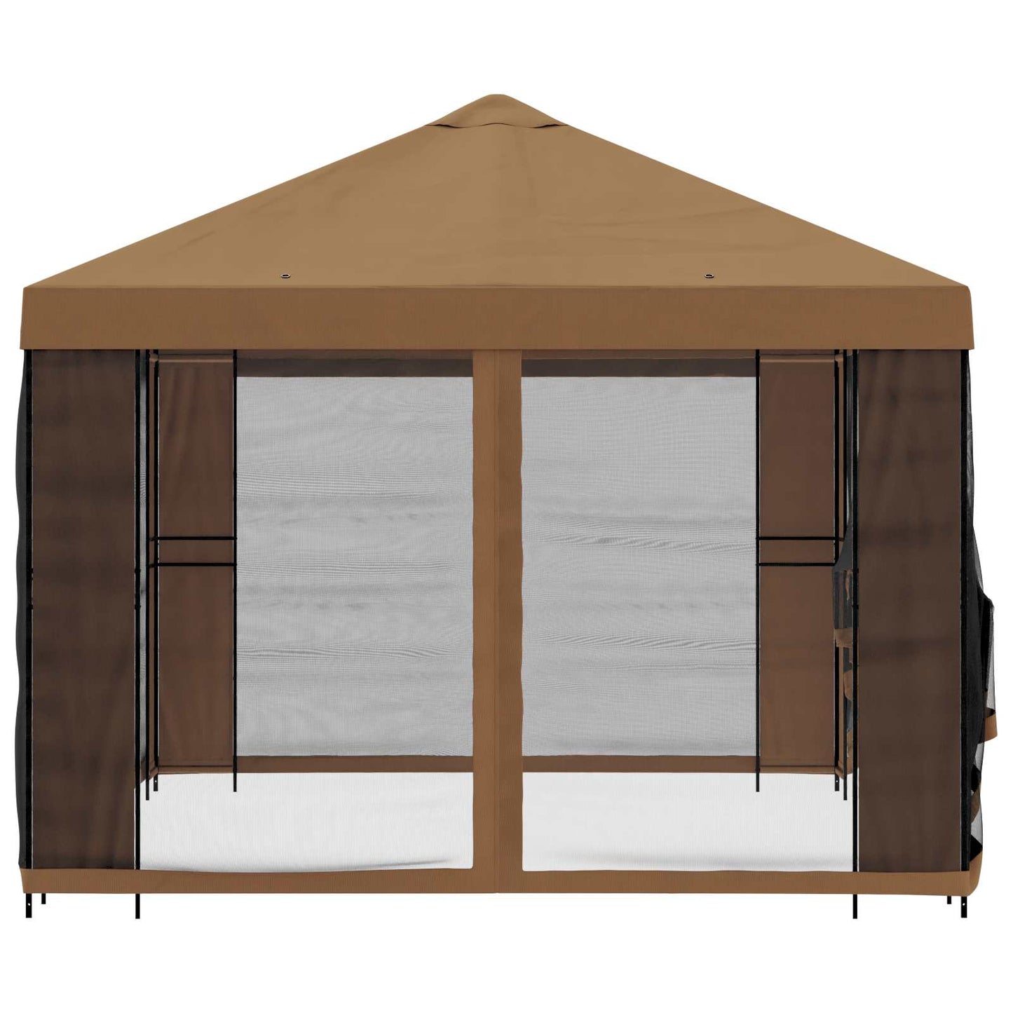 Hagepaviljong med sidevegger 4 × 3 m Beige Polyester og stål