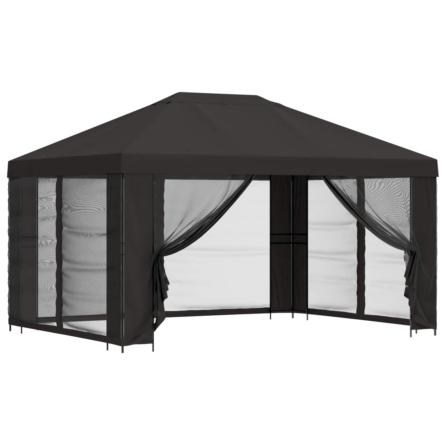 Hagepaviljong med sidevegger 4 × 3 m Antrasitt