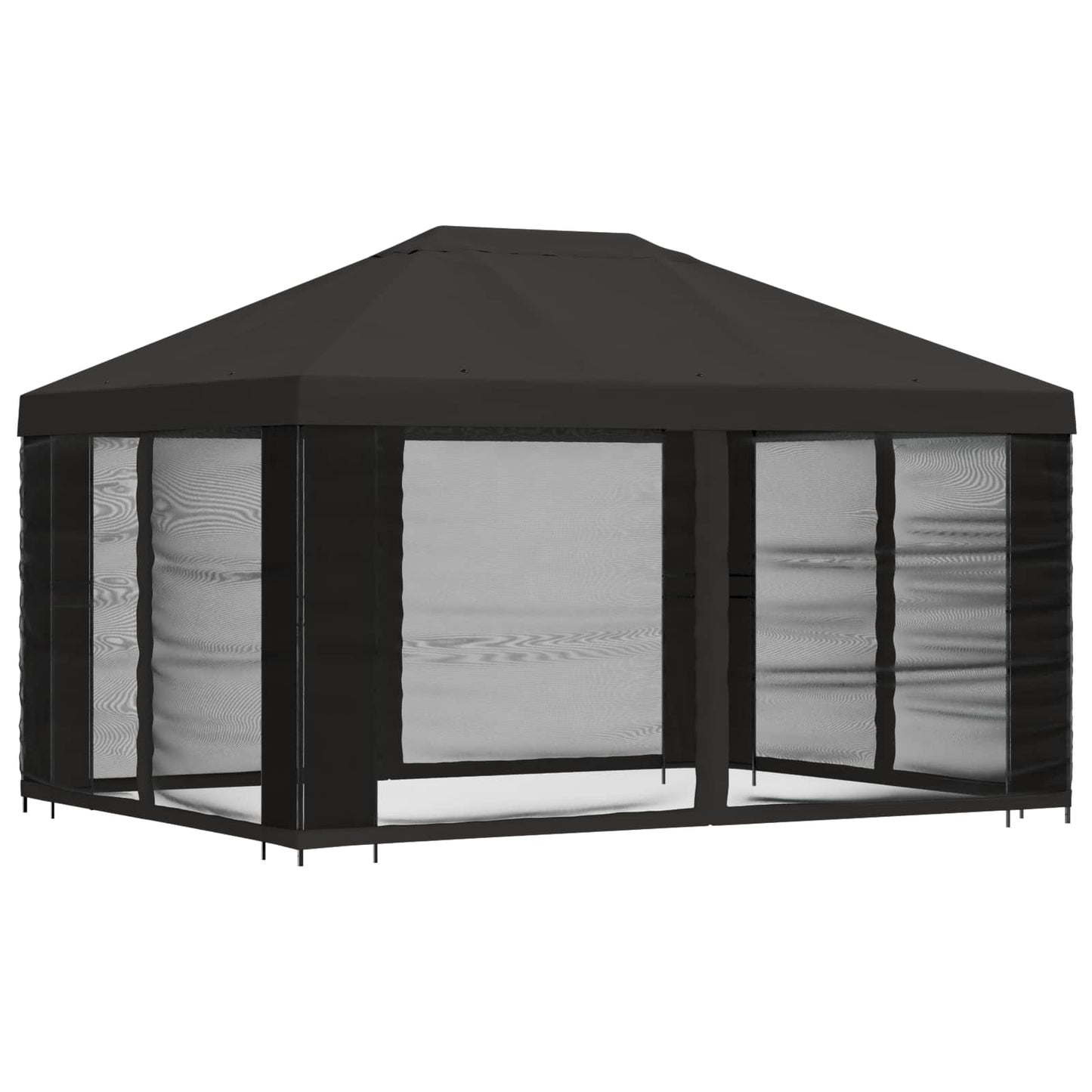 Hagepaviljong med sidevegger 4 × 3 m Antrasitt