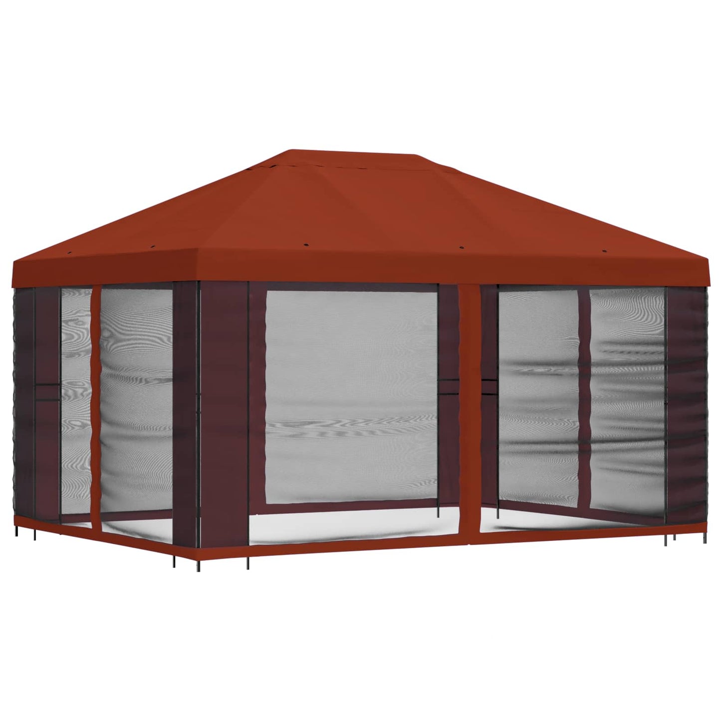 Paviljong med sidevegger 4 × 3 m Terrakotta Polyester og stål