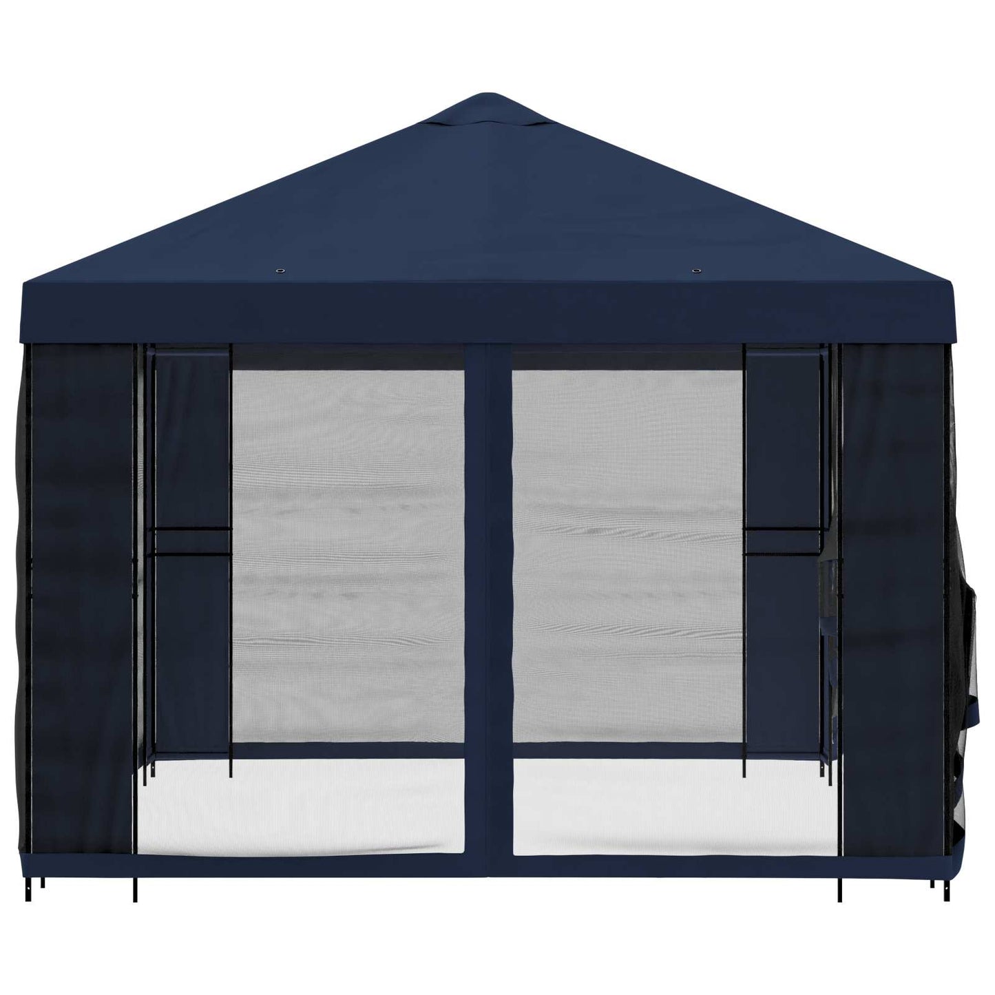 Hagepaviljong med sidevegger 4 × 3 m Blå Polyester og stål