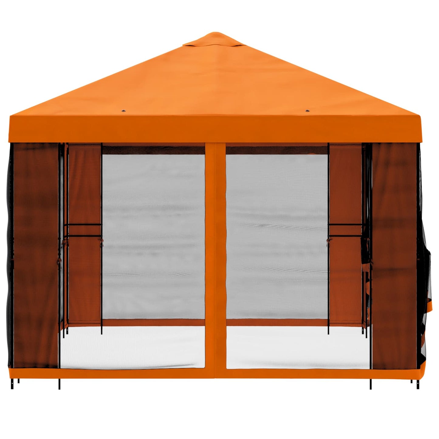 Hagepaviljong med sidevegger 4 × 3 m Oransje Polyester og stål