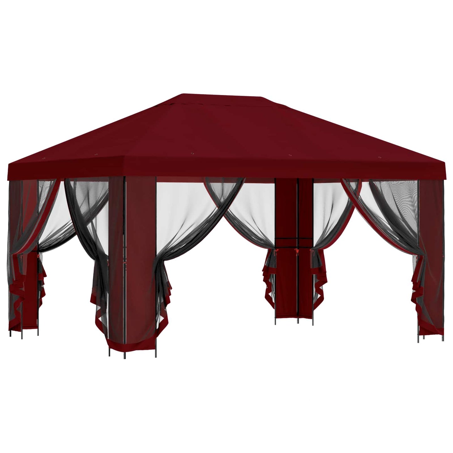 Hagepaviljong med sidevegger 4 × 3 m Burgunder