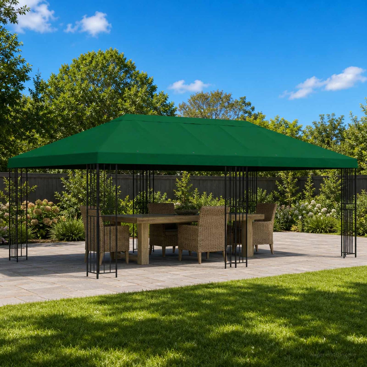 Hagepaviljong kanopydeksel 6 x 3 m Grønn Polyester 190