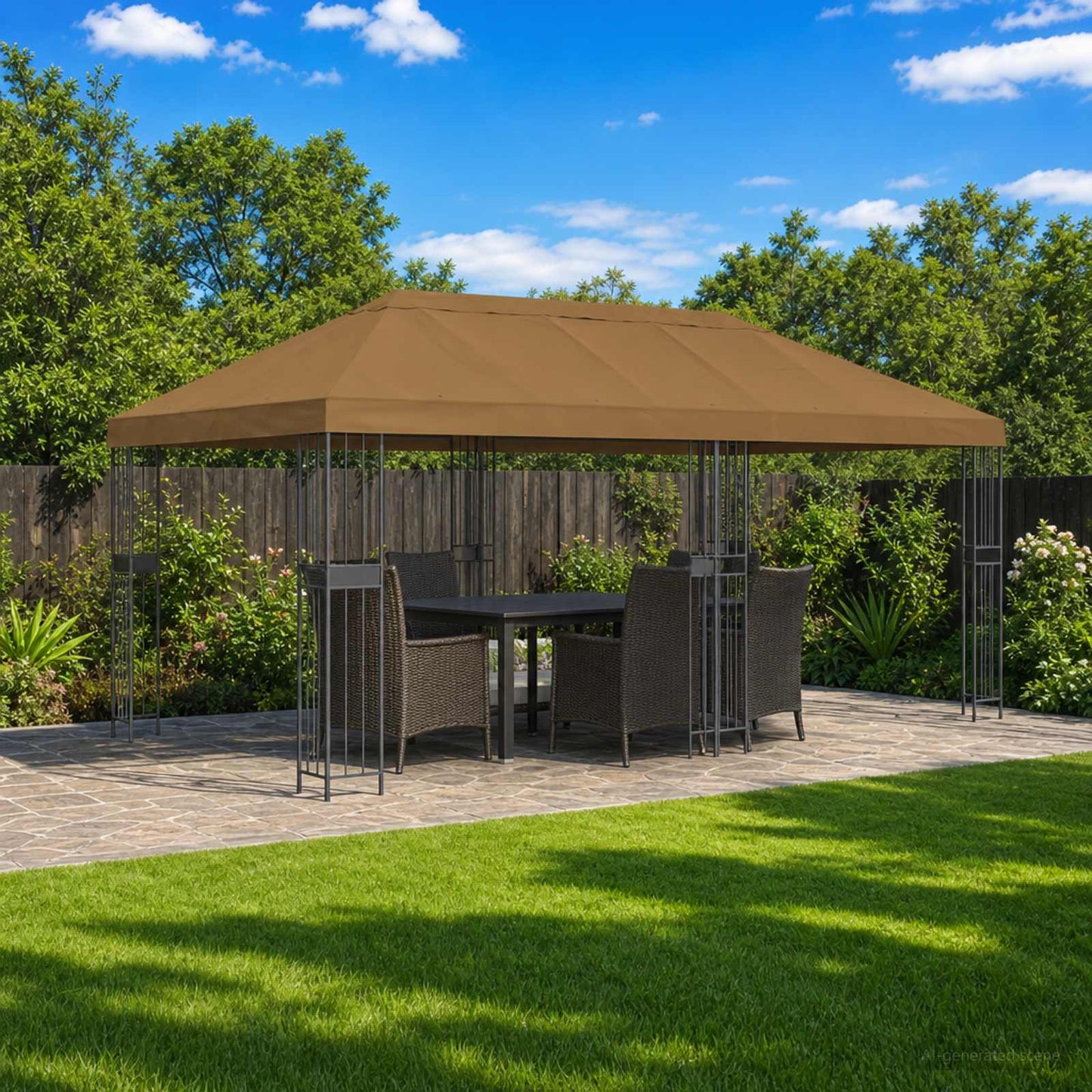 Hagepaviljong kanopydeksel 6 x 3 m Gråbrun Polyester 190