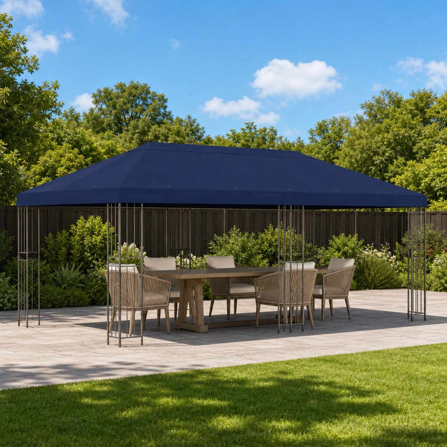 Hagepaviljong kanopydeksel 6 x 3 m Blå Polyester 190