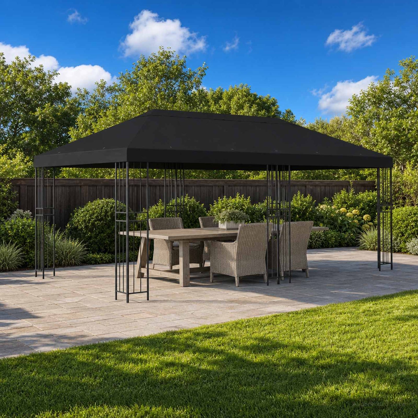 Hagepaviljong kanopydeksel 6 x 3 m Svart Polyester 190
