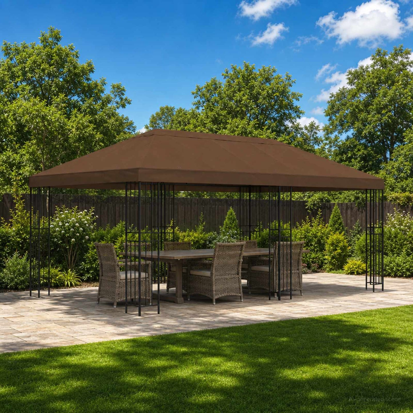 Hagepaviljong kanopydeksel 6 x 3 m Brun Polyester 190