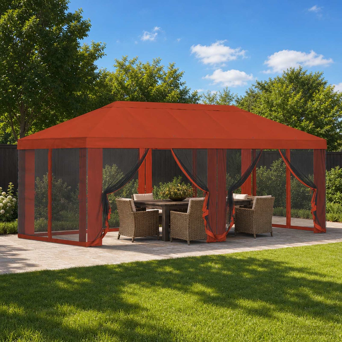 Teltduk med sidevegger 6 x 3 m Terrakotta Polyester 190