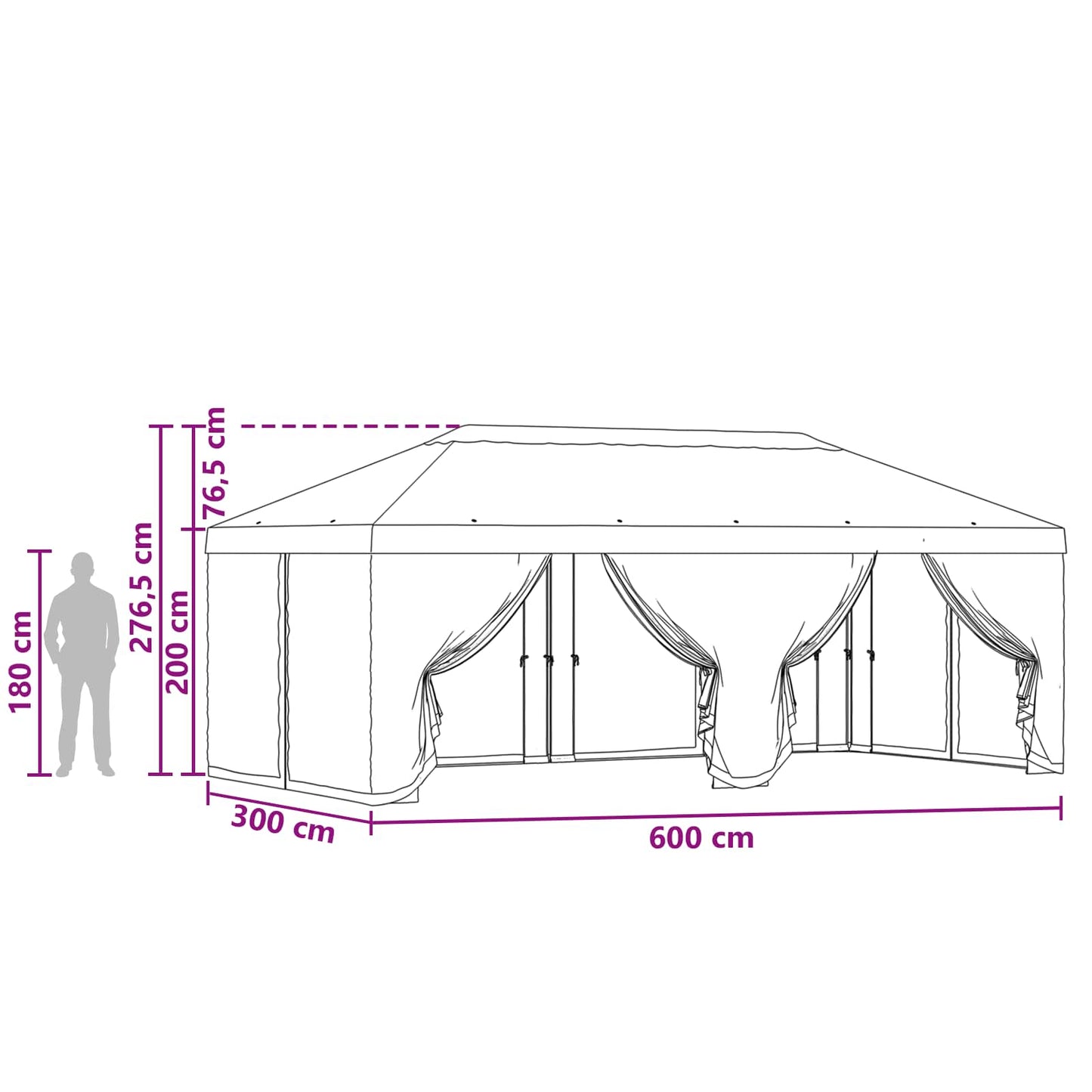 Teltduk med sidevegger 6 x 3 m Terrakotta Polyester 190