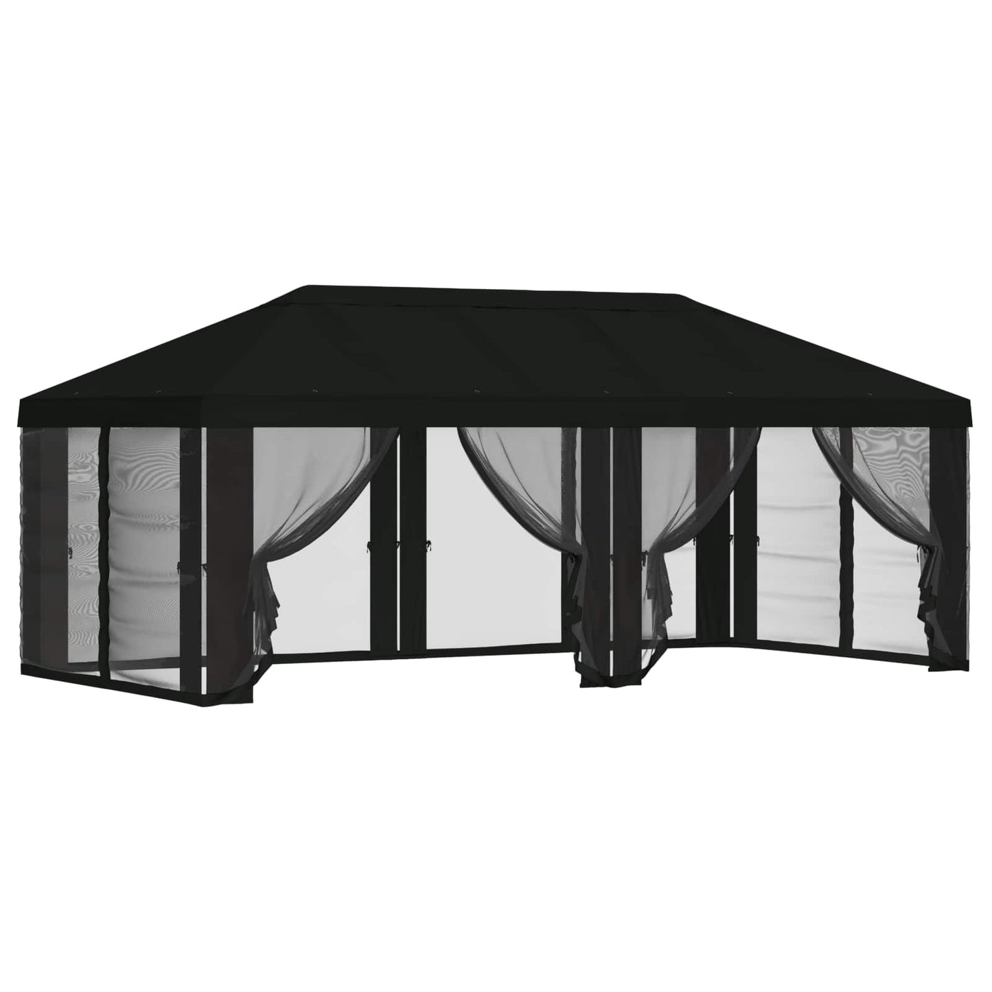 Teltduk med sidevegger 6 x 3 m Svart Polyester 190