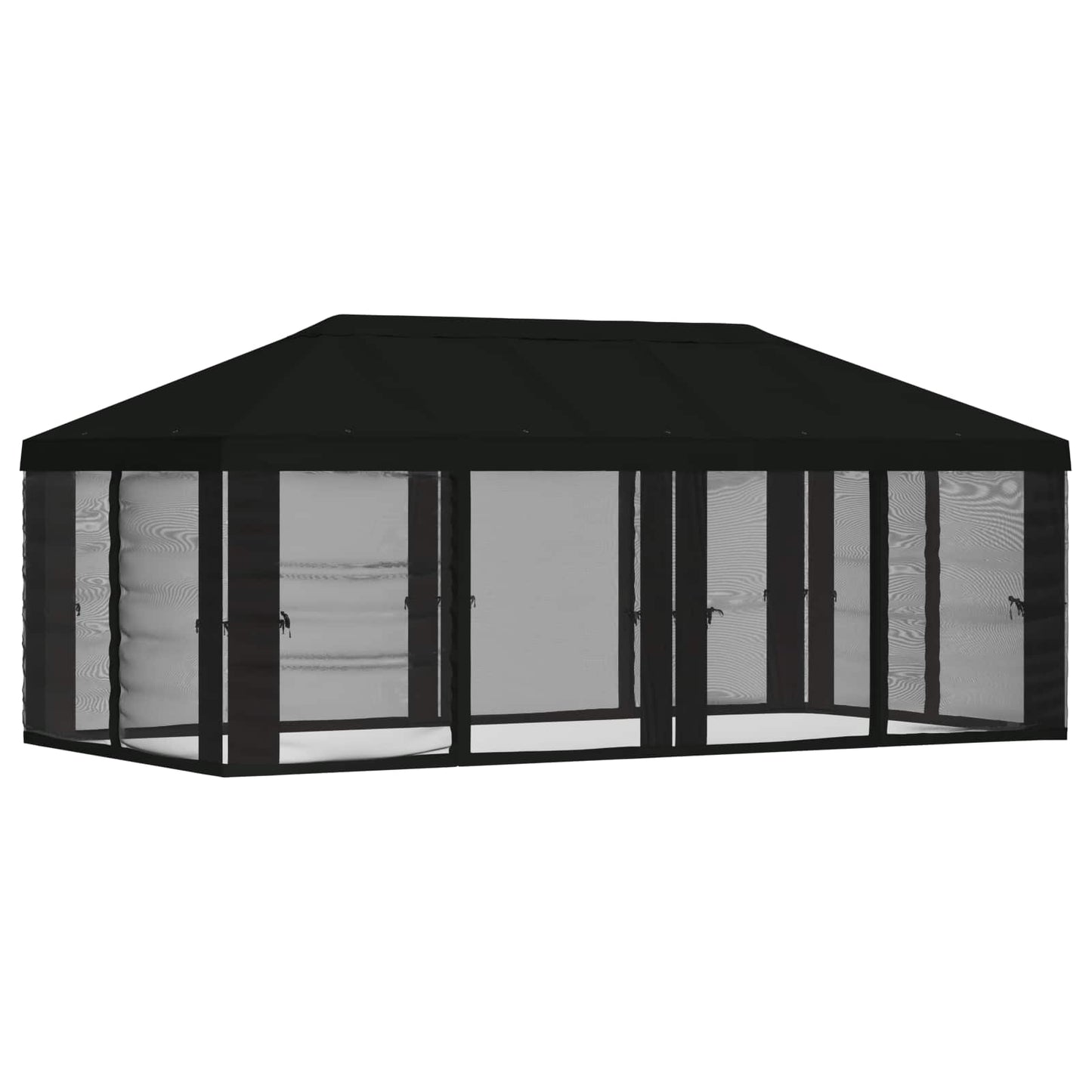 Teltduk med sidevegger 6 x 3 m Svart Polyester 190