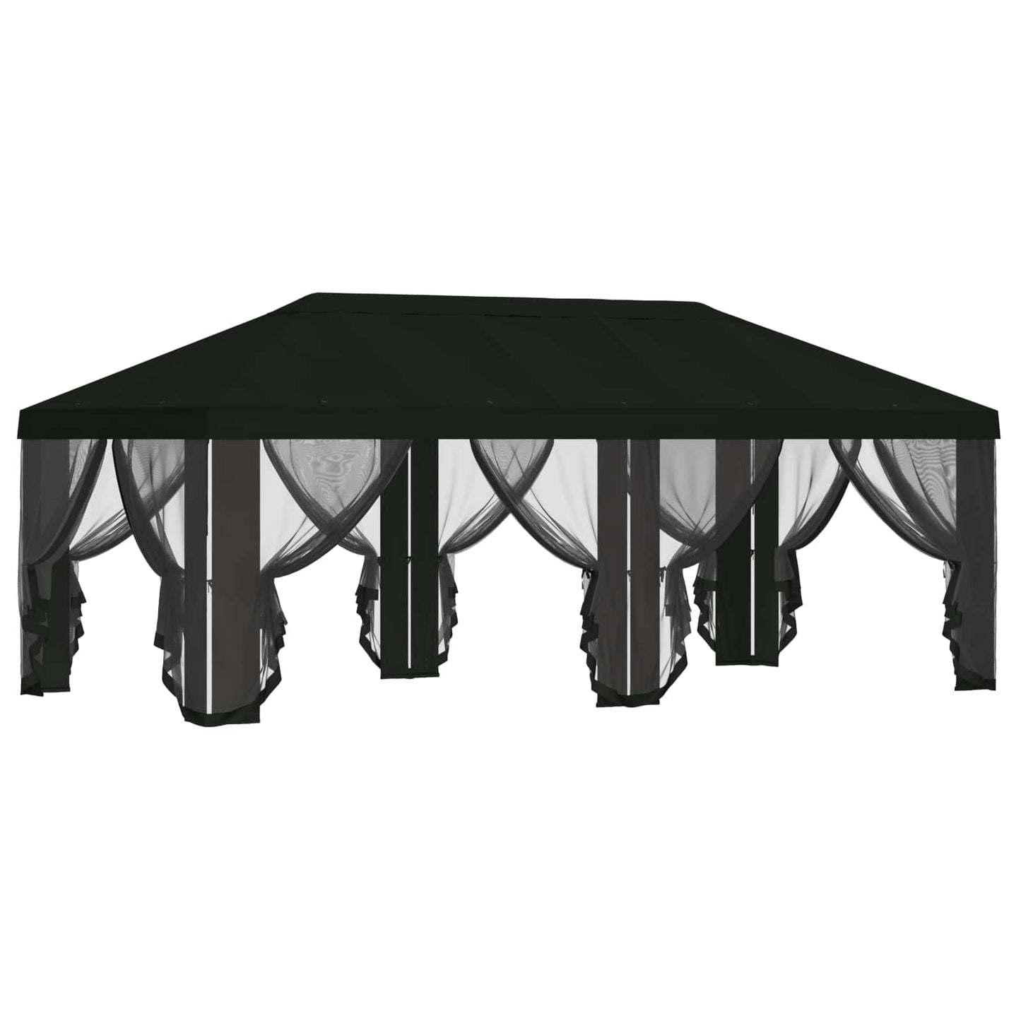 Teltduk med sidevegger 6 x 3 m Svart Polyester 190
