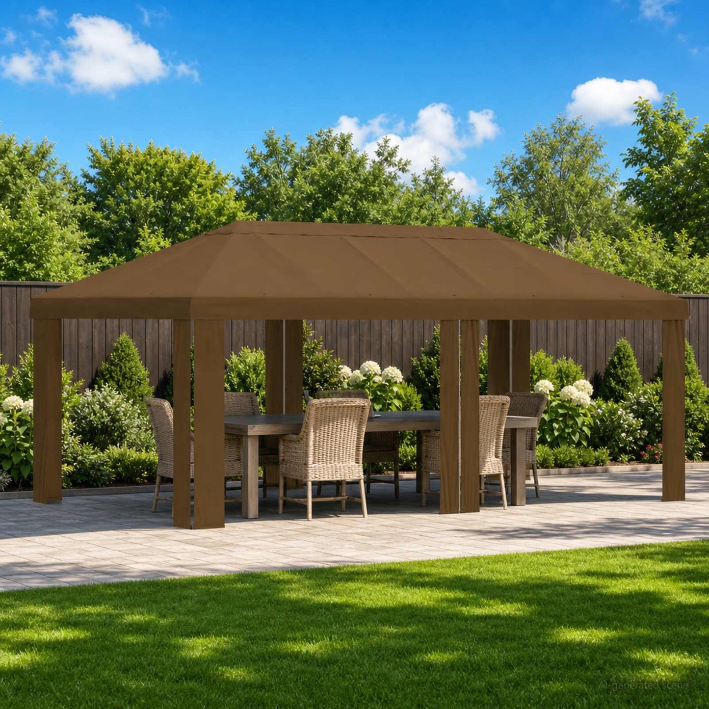 Gazebo Deksel 6 x 3 m Gråbrun Polyester 190 gsm