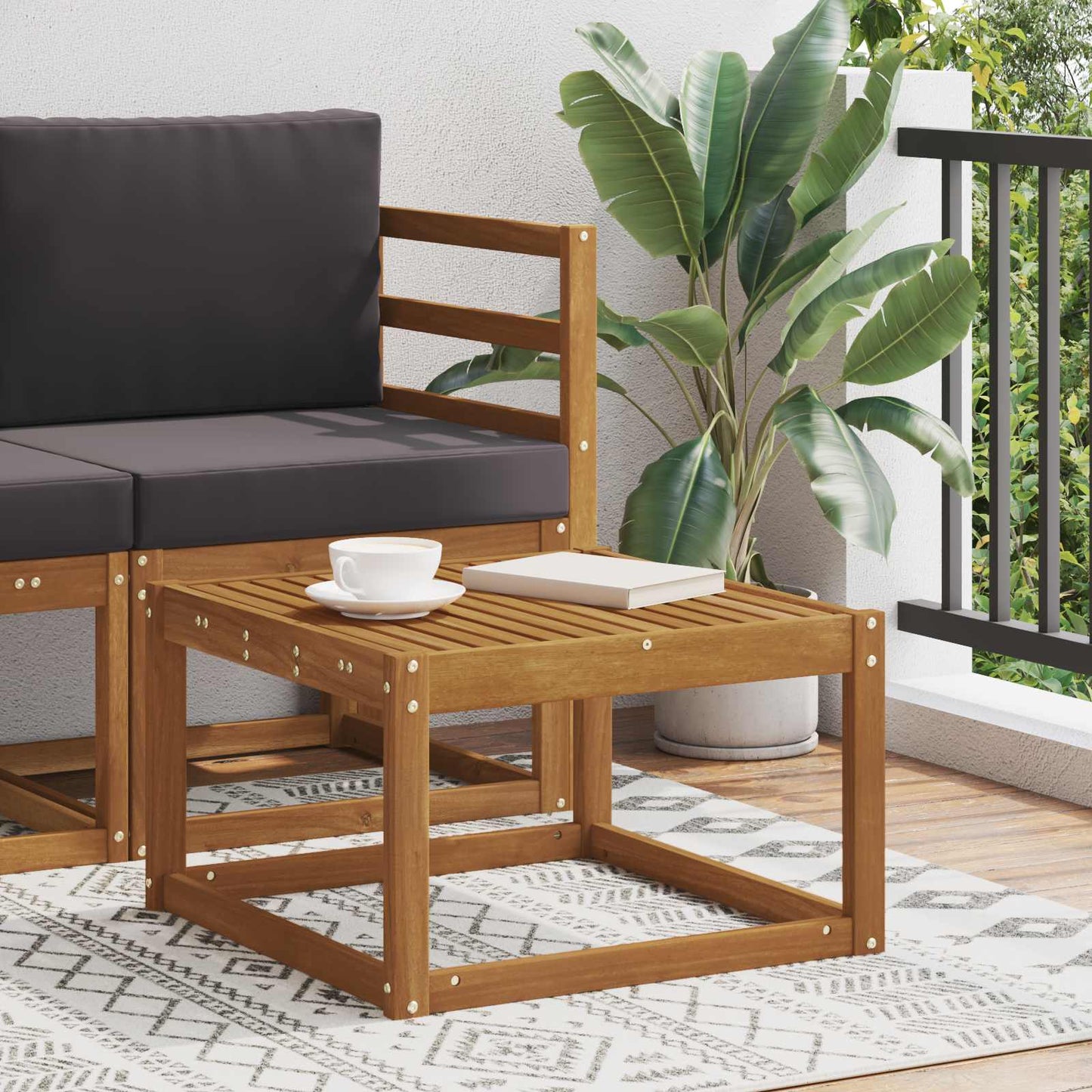 Utebord Solid akasietre Naturlig 59 x 59 x 37 cm vidaXL