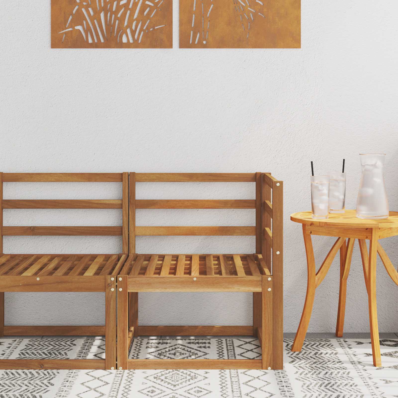 Ute Hjørnesofa Solid akasietre Naturlig 63 x 63 x 73 cm vidaXL