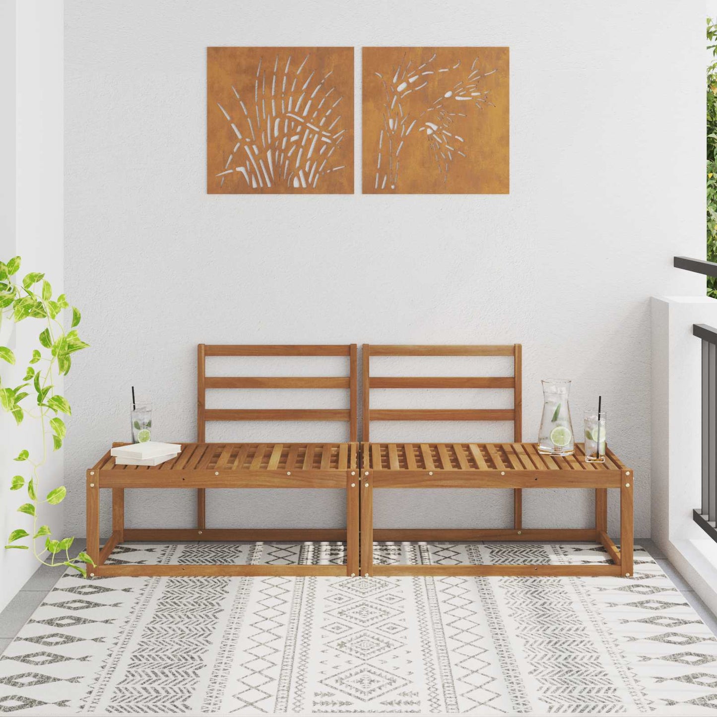 Utendørs End Sofagruppe 2 Stk Naturlig 182,5 x 63 x 73 cm vidaXL