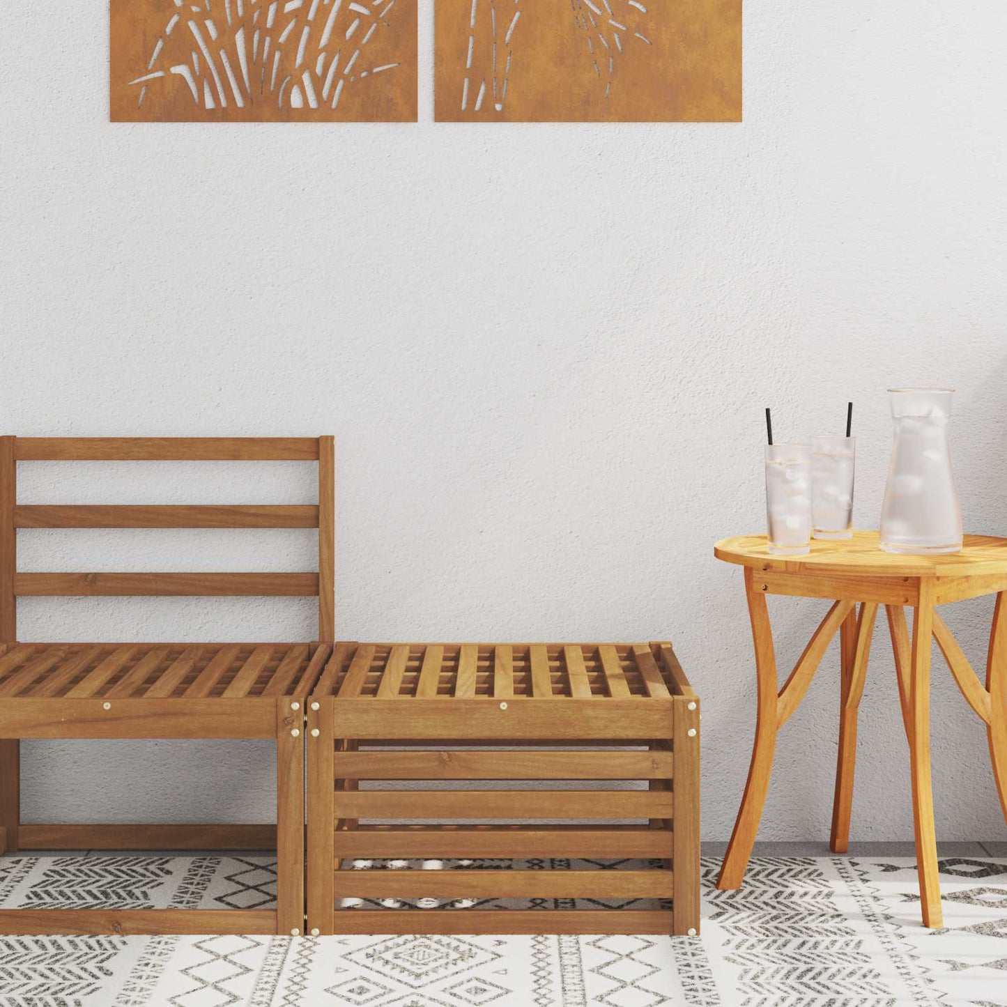 Ute fotstøtte Solid akasietre Naturlig 59 x 59 x 37 cm