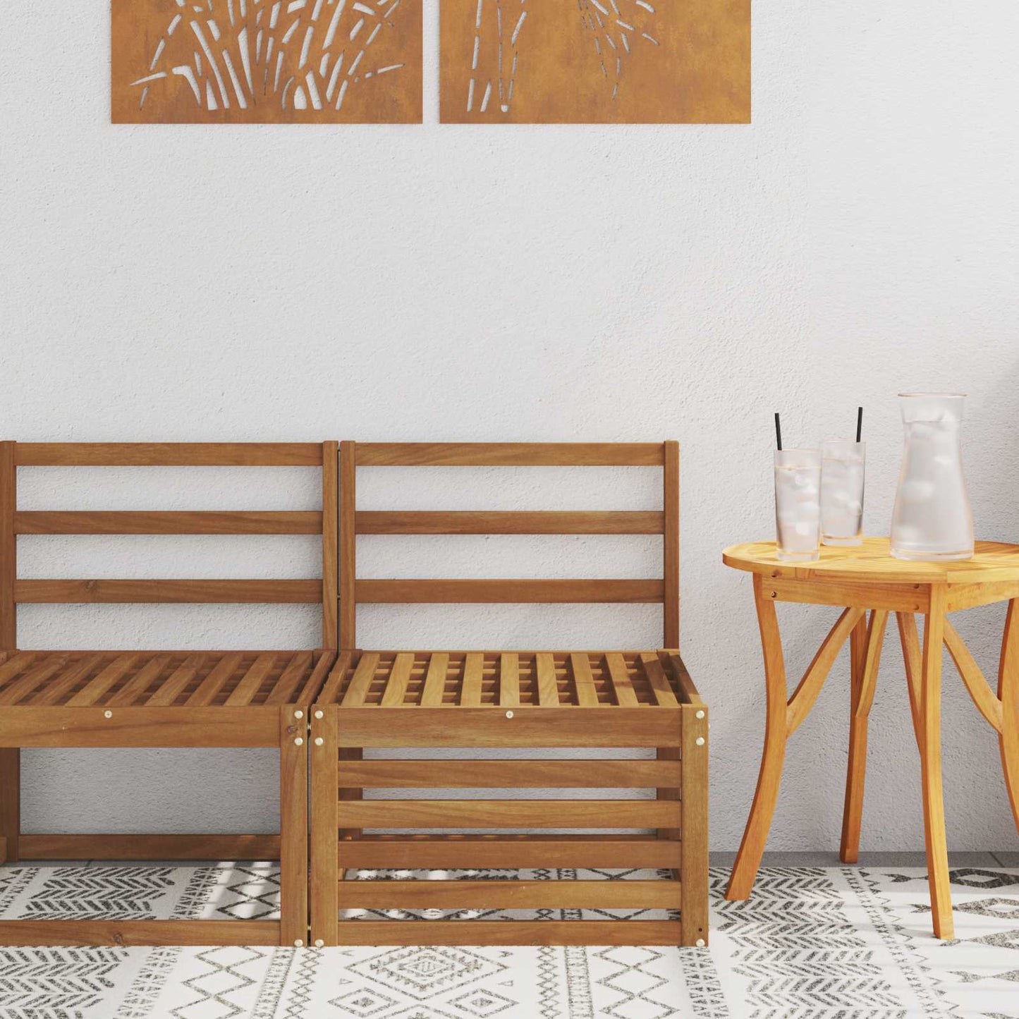 Ute Midt Sofa Solid akasietre Naturlig 59 x 63 x 73 cm